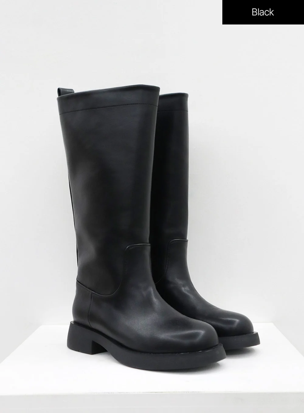 Basic Round Toe Wide Long Boots OS19 - Image 15
