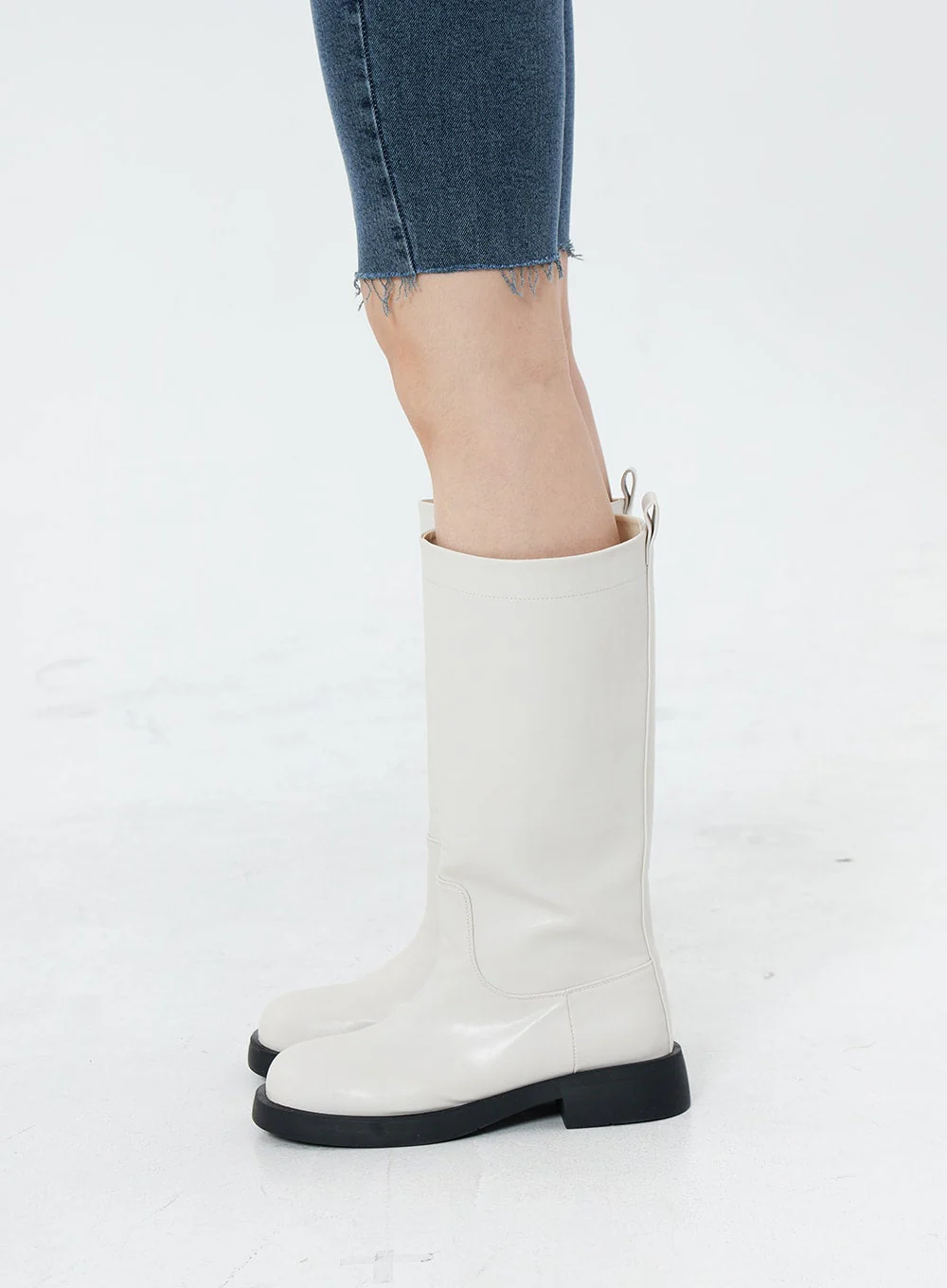 Basic Round Toe Wide Long Boots OS19 - Image 5