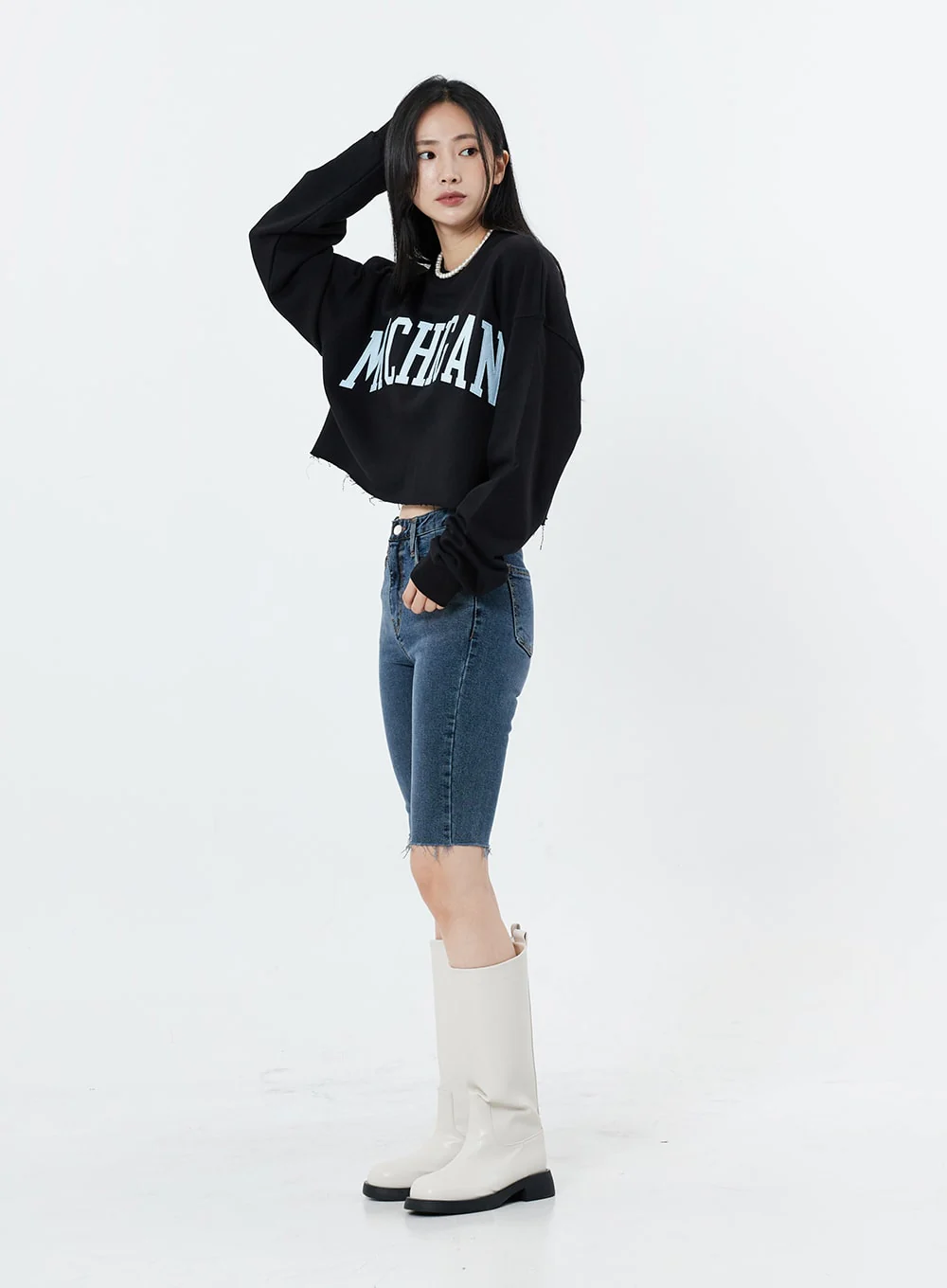 Basic Round Toe Wide Long Boots OS19 - Image 9
