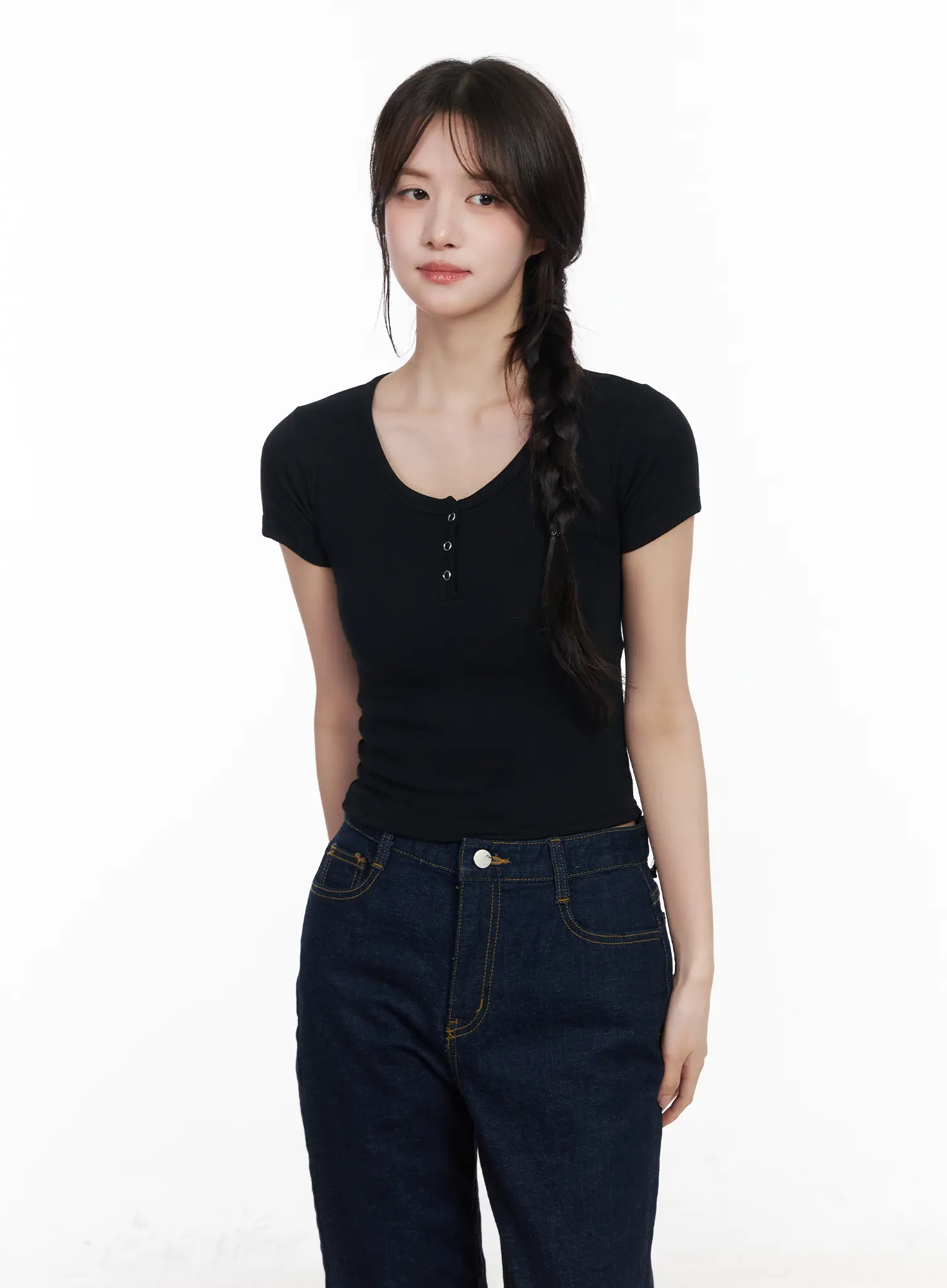 Basic Snap Button Tee CM531 - Image 2