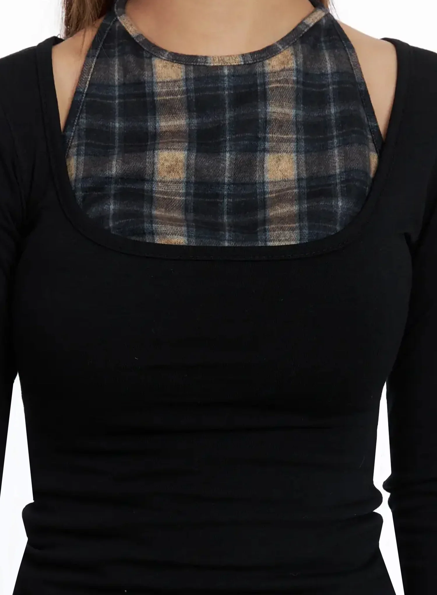 Basic Square-Neck Long Sleeve Top IN528 - Image 3