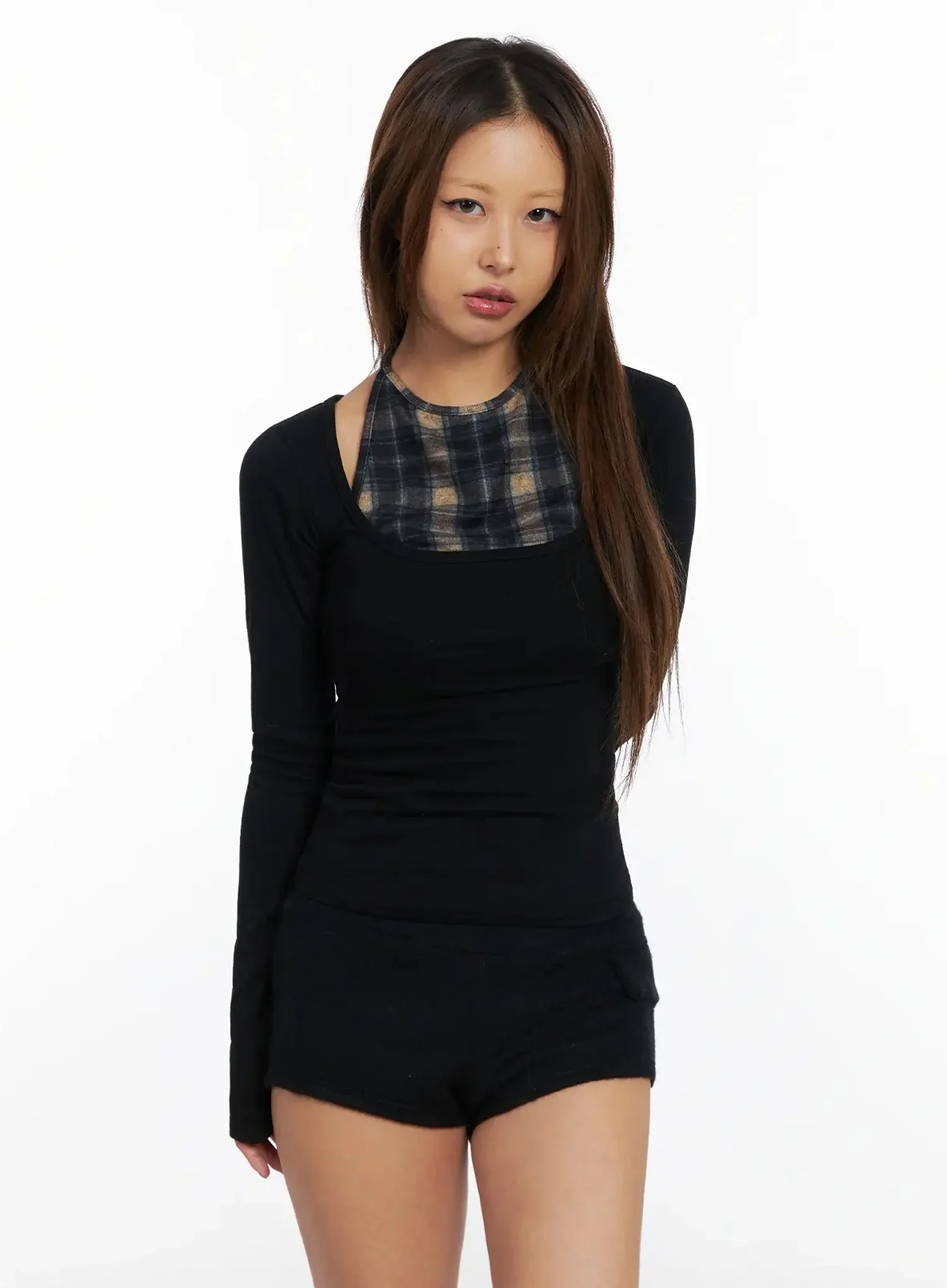 Basic Square-Neck Long Sleeve Top IN528 - Image 6