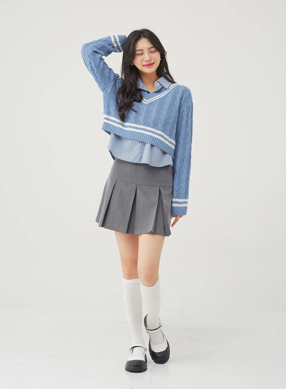 Basic Tone Down Color Crop Shirt BG23 - Image 10