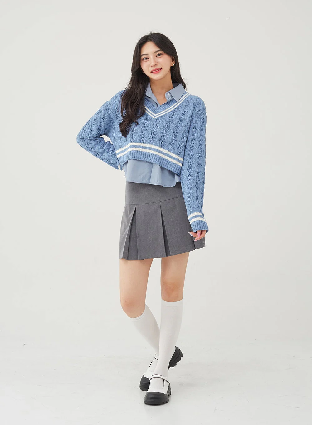 Basic Tone Down Color Crop Shirt BG23 - Image 11
