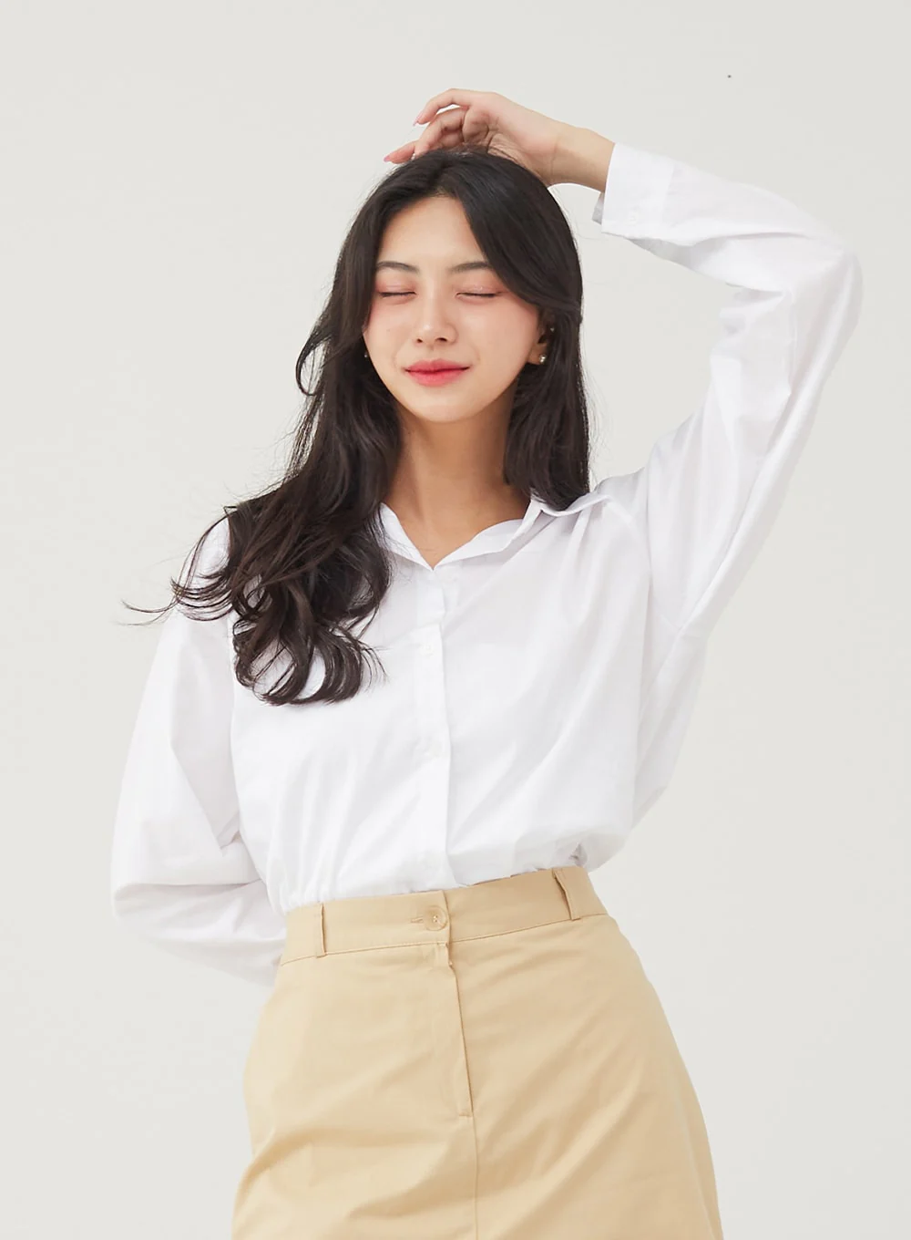 Basic Tone Down Color Crop Shirt BG23 - Image 16