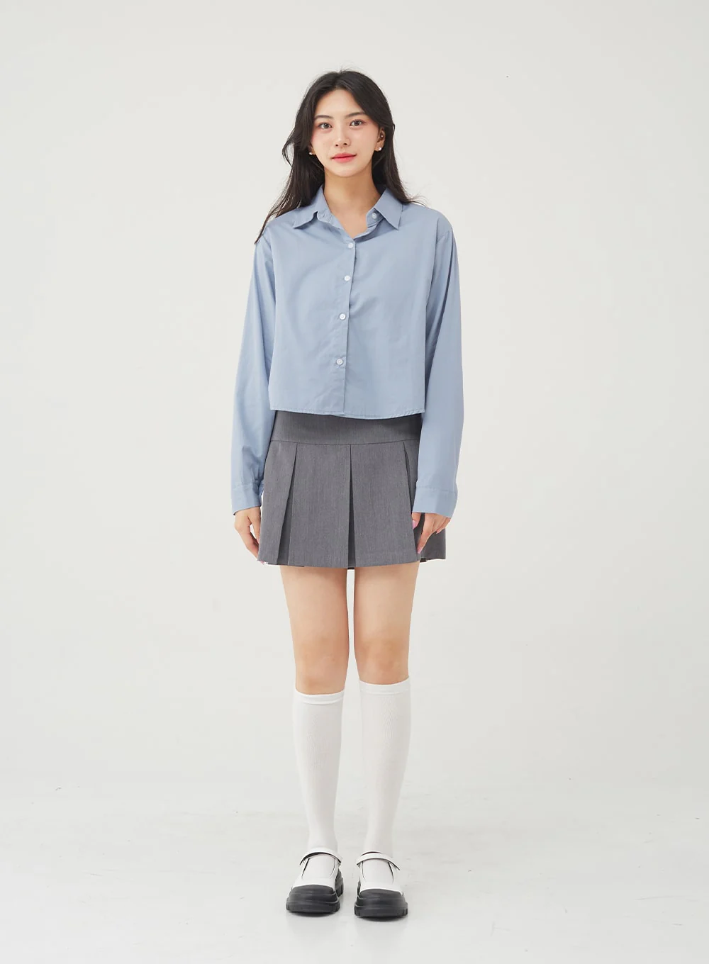 Basic Tone Down Color Crop Shirt BG23 - Image 29