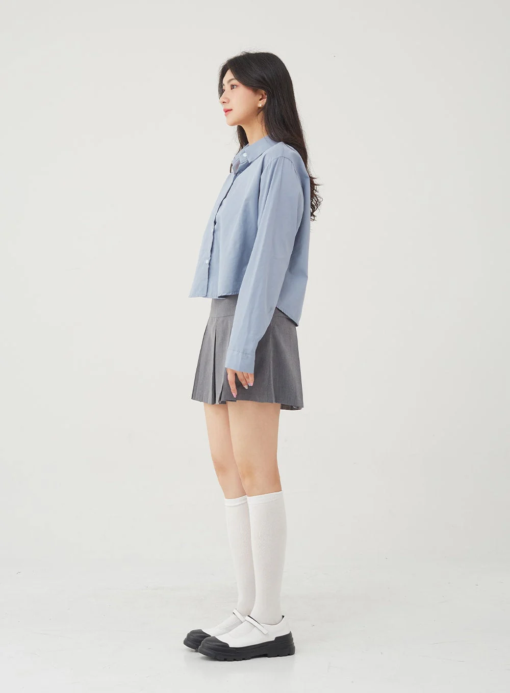 Basic Tone Down Color Crop Shirt BG23 - Image 30
