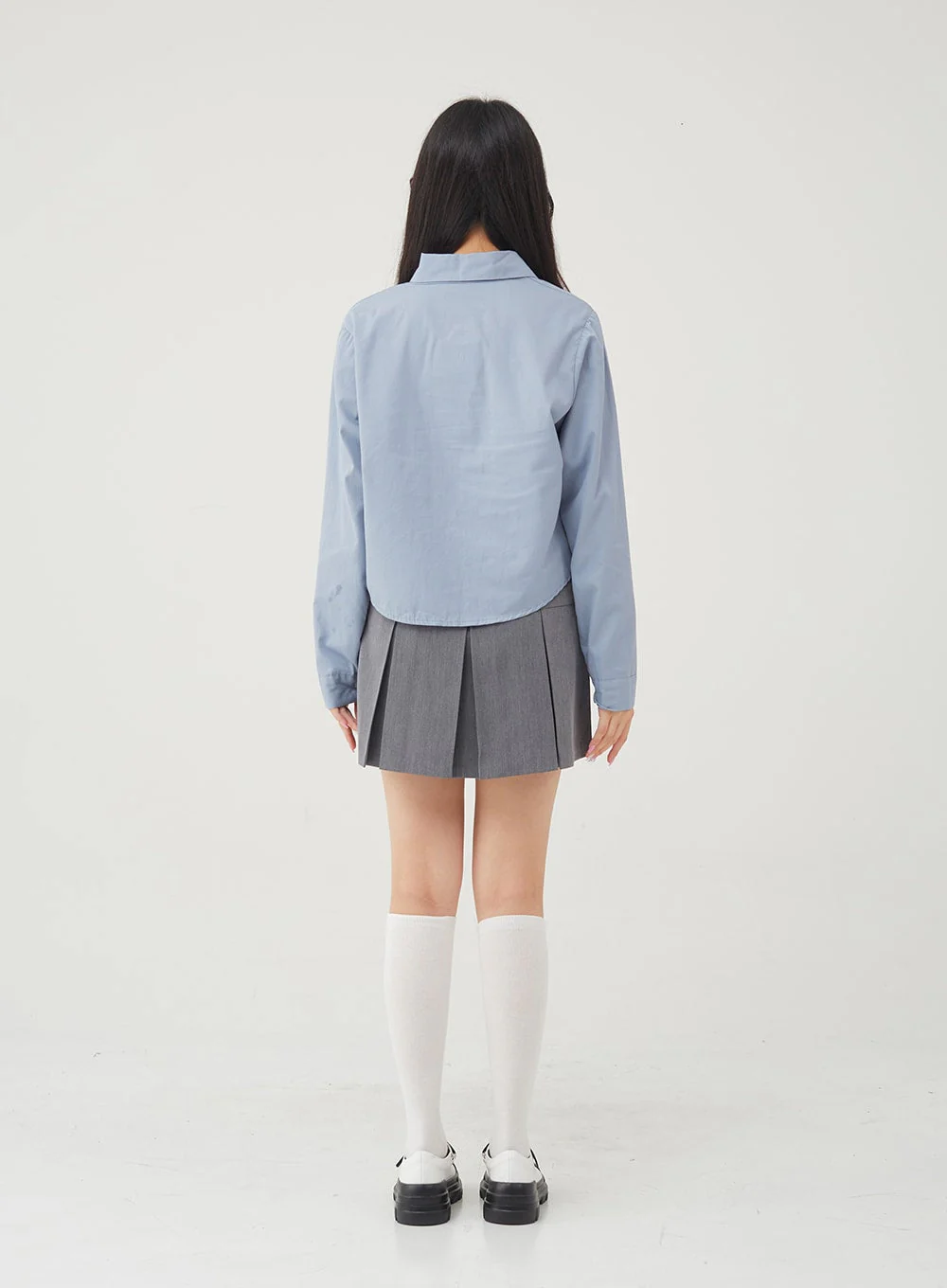 Basic Tone Down Color Crop Shirt BG23 - Image 31