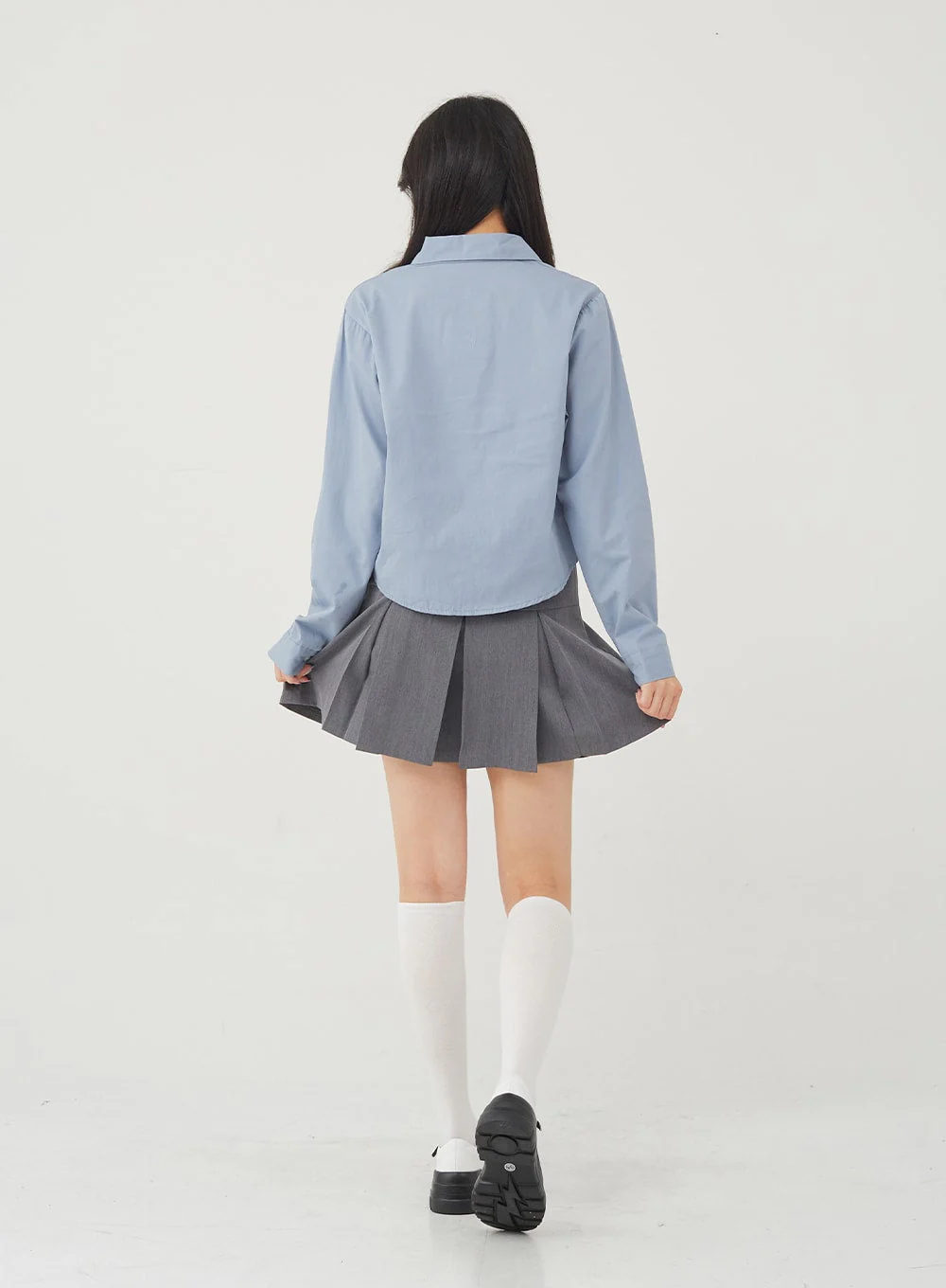 Basic Tone Down Color Crop Shirt BG23 - Image 4
