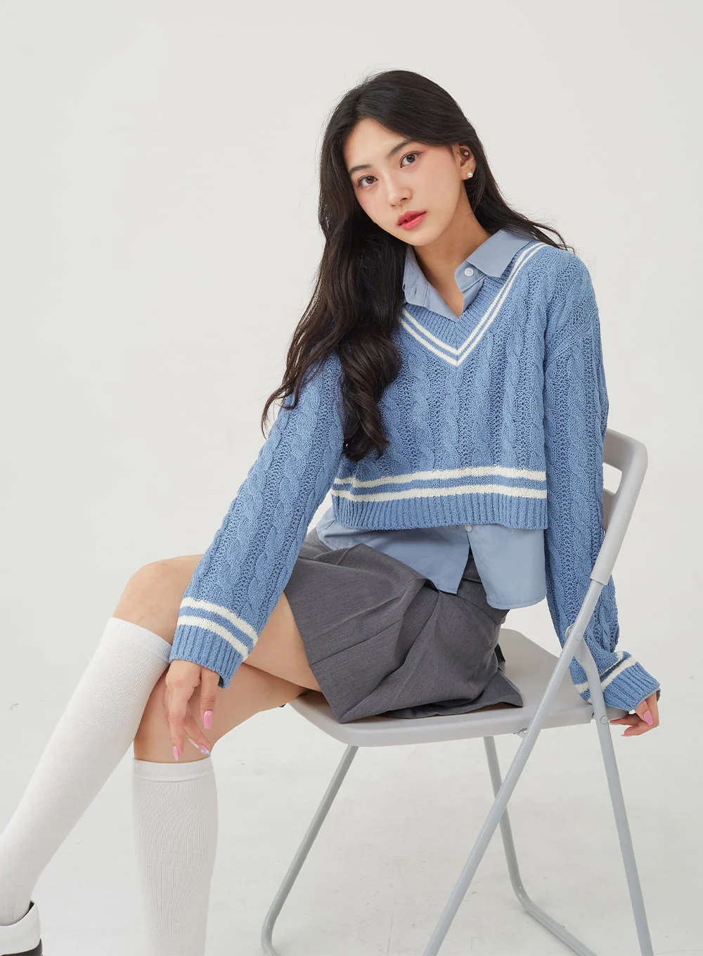 Basic Tone Down Color Crop Shirt BG23 - Image 6
