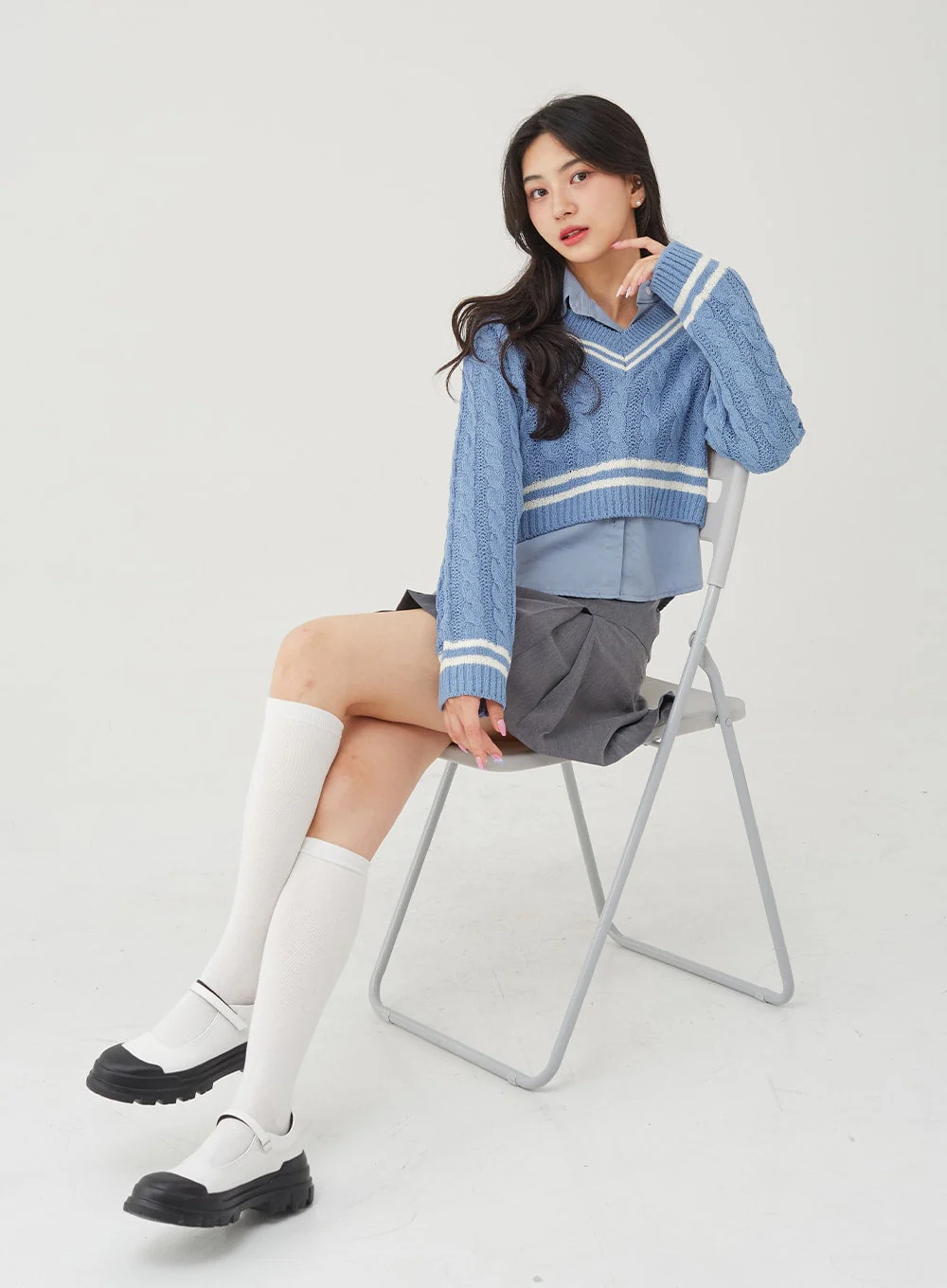 Basic Tone Down Color Crop Shirt BG23 - Image 8