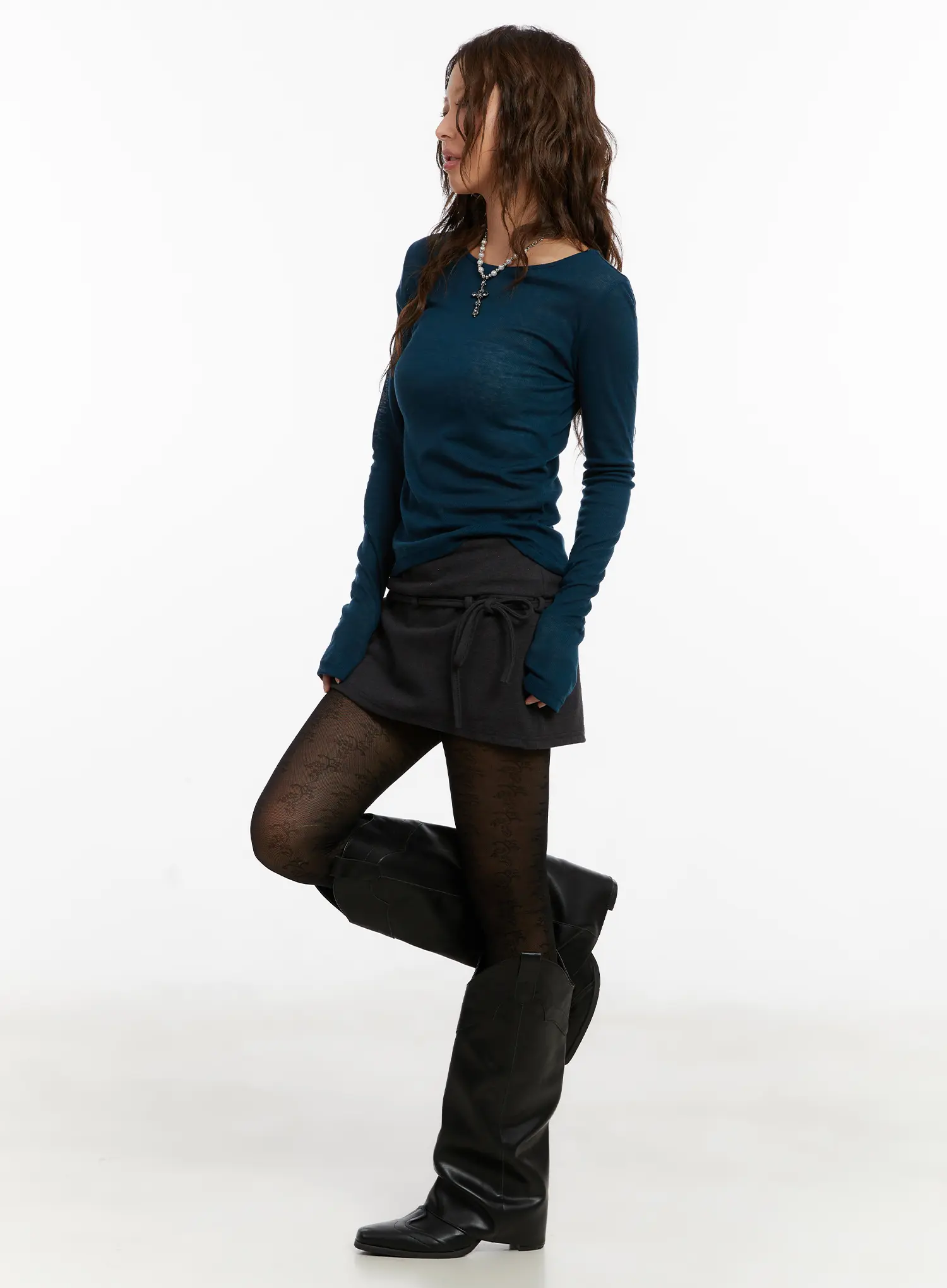 Belted Cotton Mini Skirt CD517 - Image 6