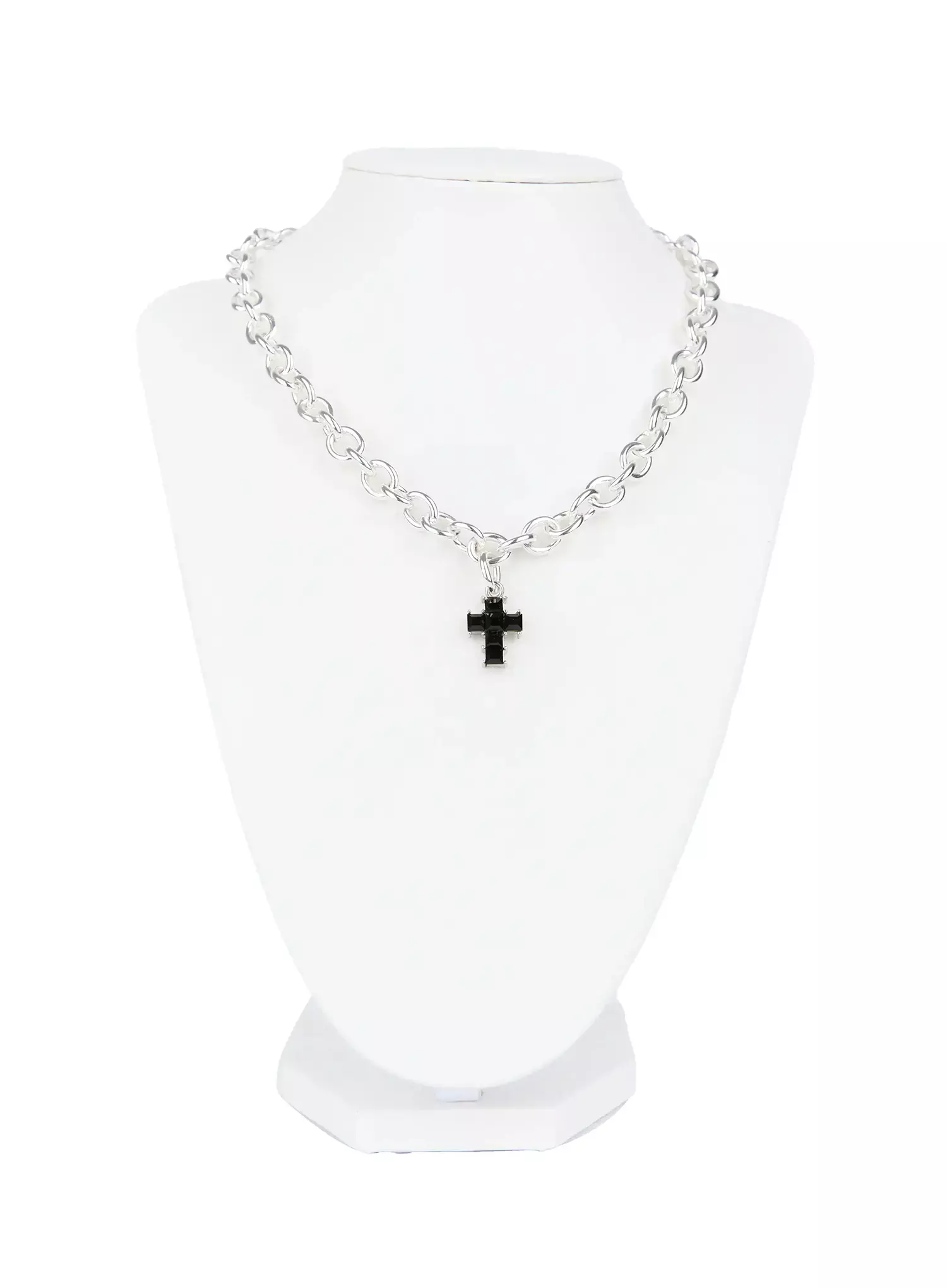Black Cross Chain Necklace IG528 - Image 5