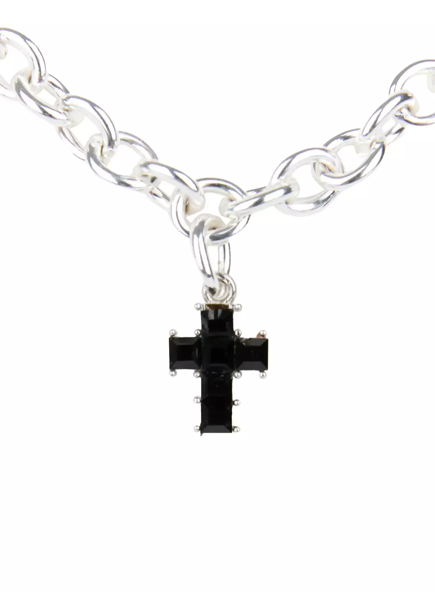 Black Cross Chain Necklace IG528 - Image 6