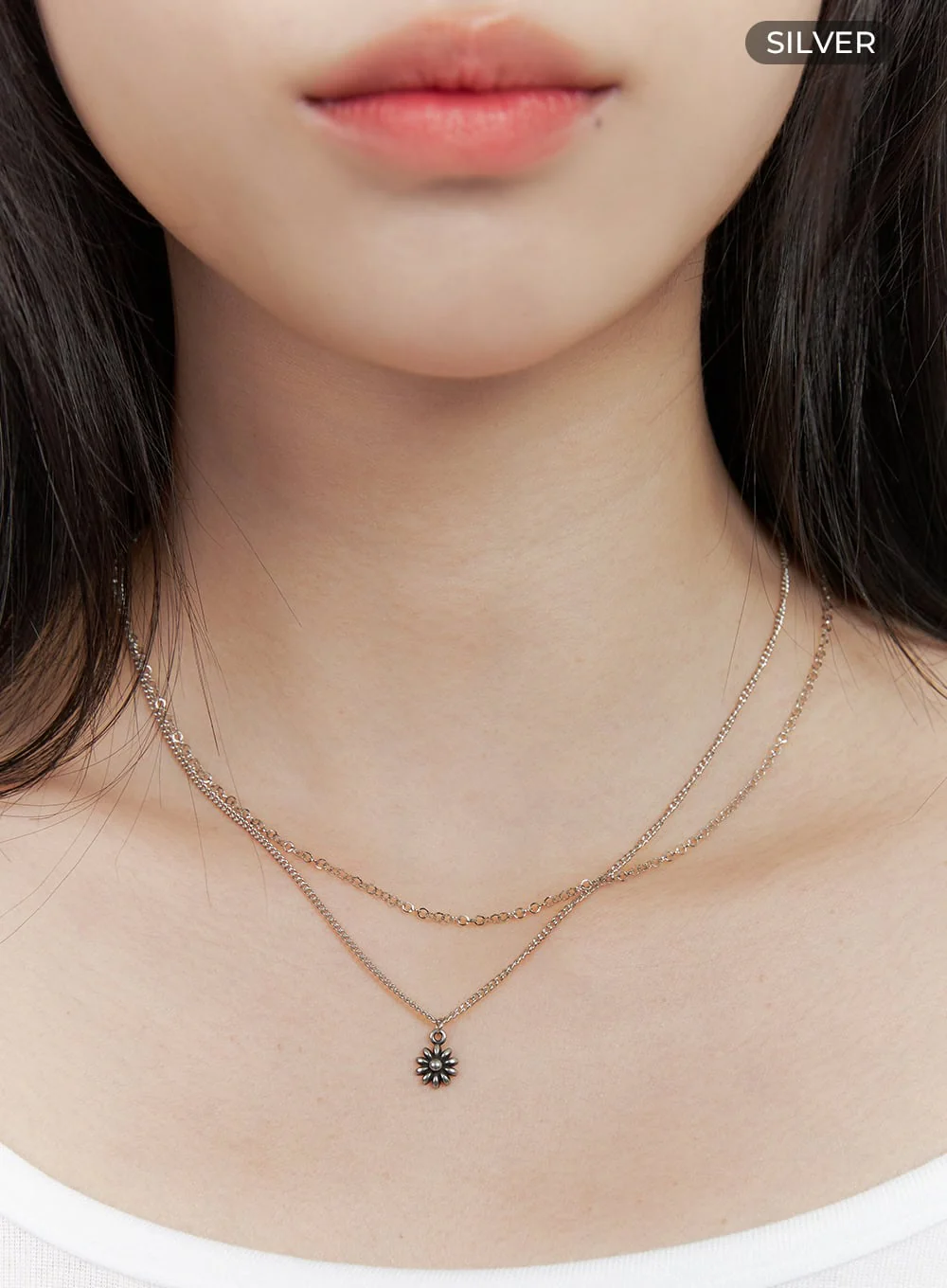 Black Flower Necklace IS413 - Image 5