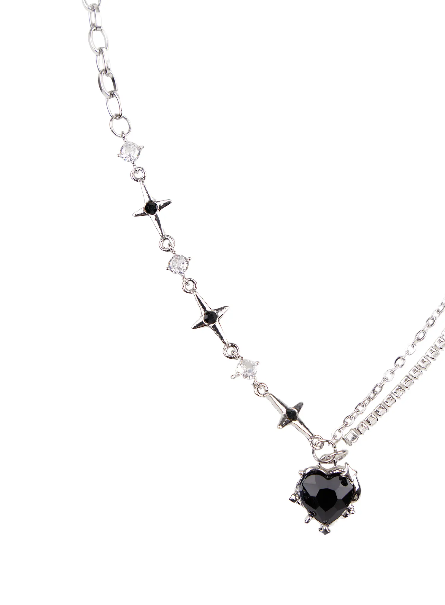 Black Heart Chain Necklace CA508 - Image 5