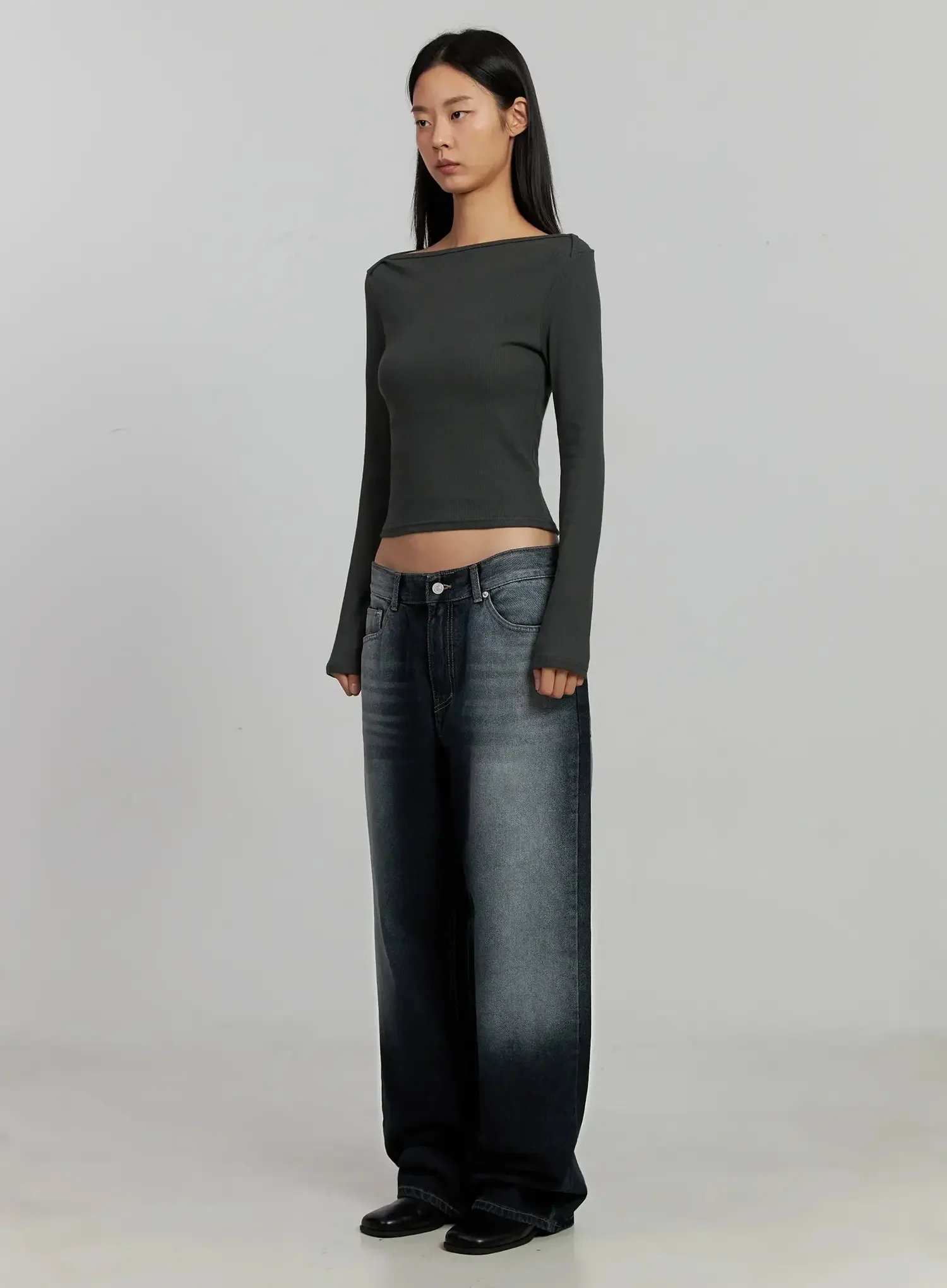 Boat Neck Long Sleeve Top IJ505 - Image 9