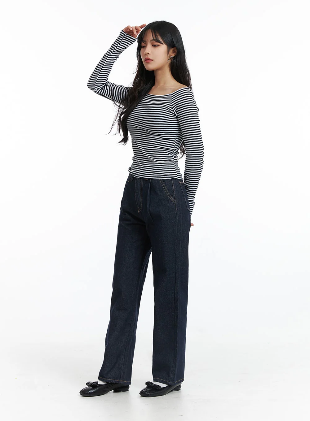 Boat Neck Stripe Tee OJ431 - Image 5