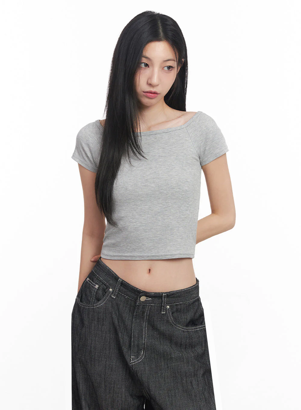 Boatneck Cropped Tee IY516 - Image 2