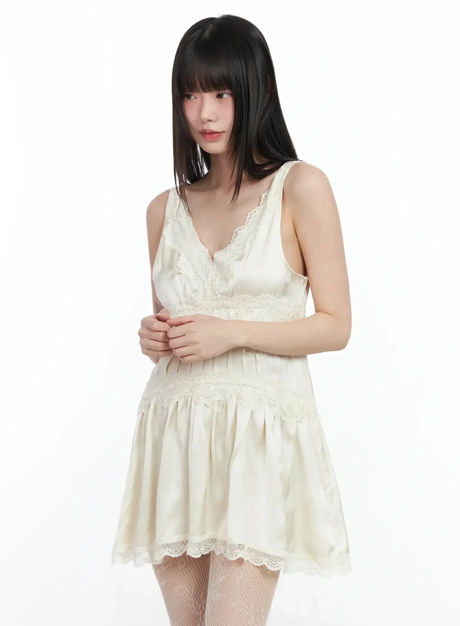 Bohemian Pintuck Lace Sleeveless Dress IM523 - Image 7
