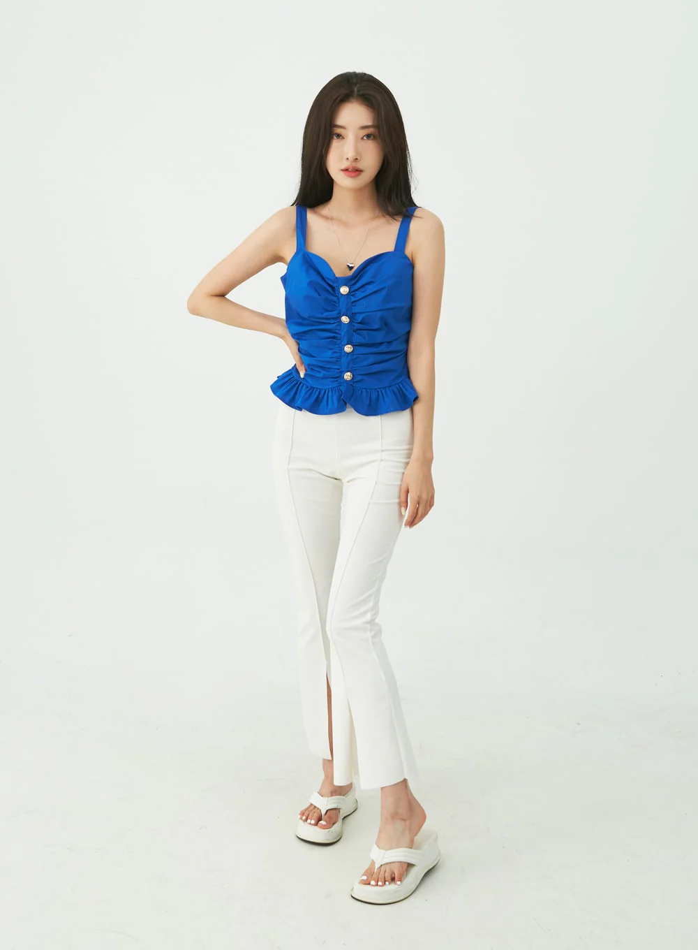 Boot-Cut Slit Banded Pants IU5 - Image 5