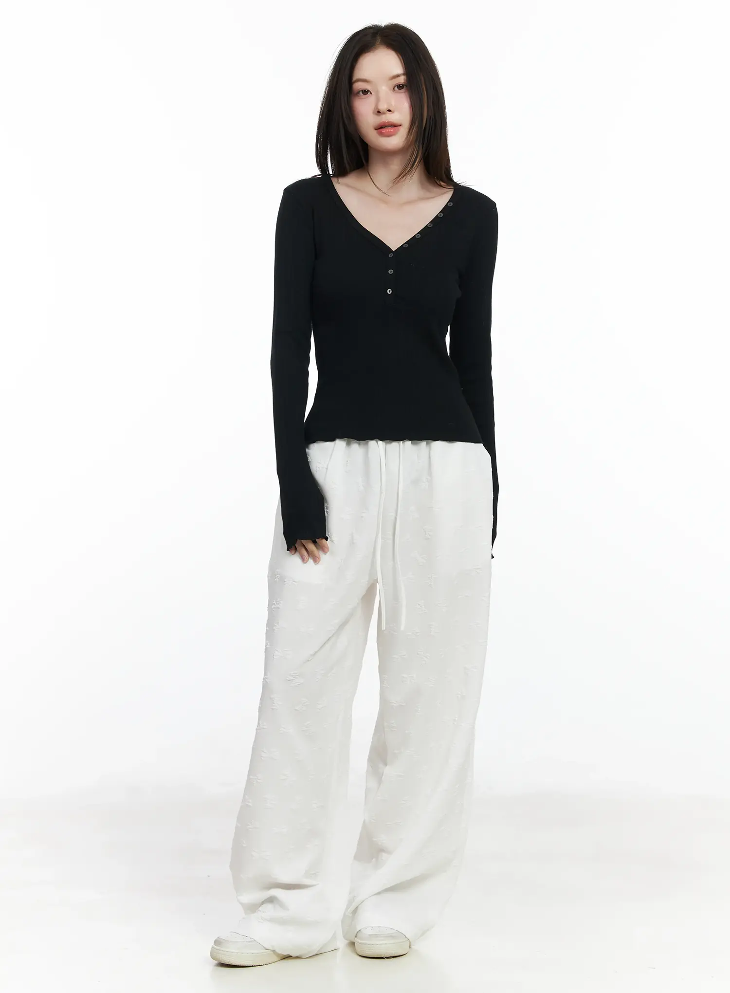 Bow Embossed Wide Pants IF525 - Image 10