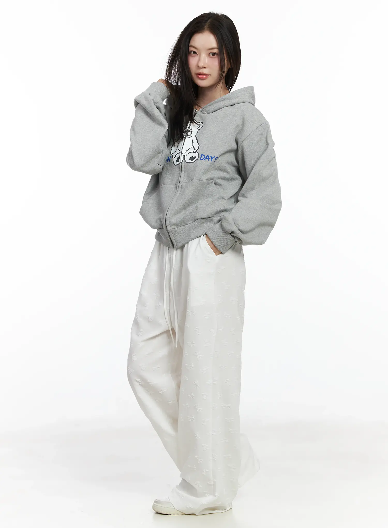 Bow Embossed Wide Pants IF525 - Image 4
