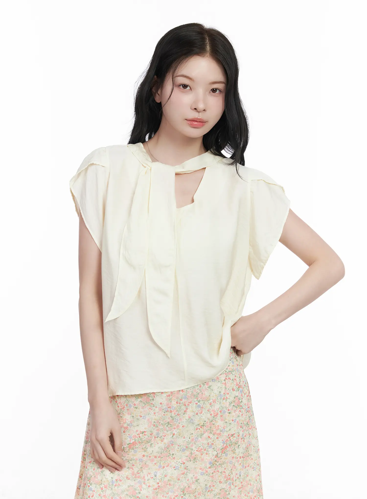 Bow Tie Short Sleeve Blouse CA509 - Image 6