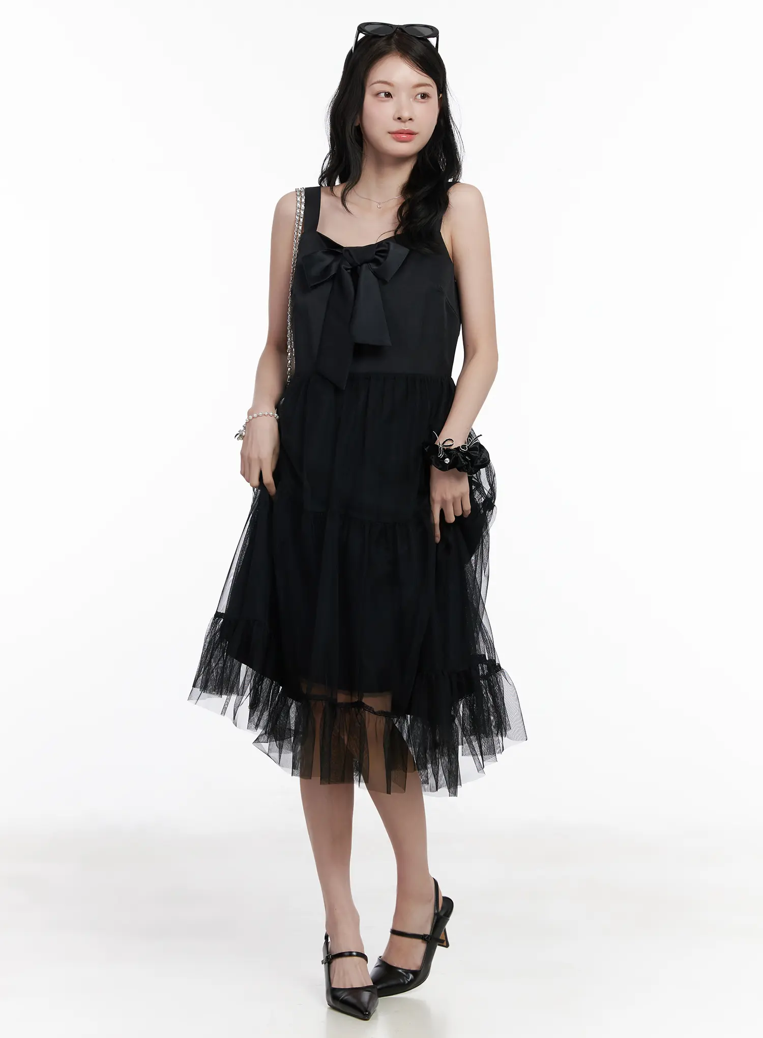 Bow Tiered Tulle Midi Dress CA509 - Image 2