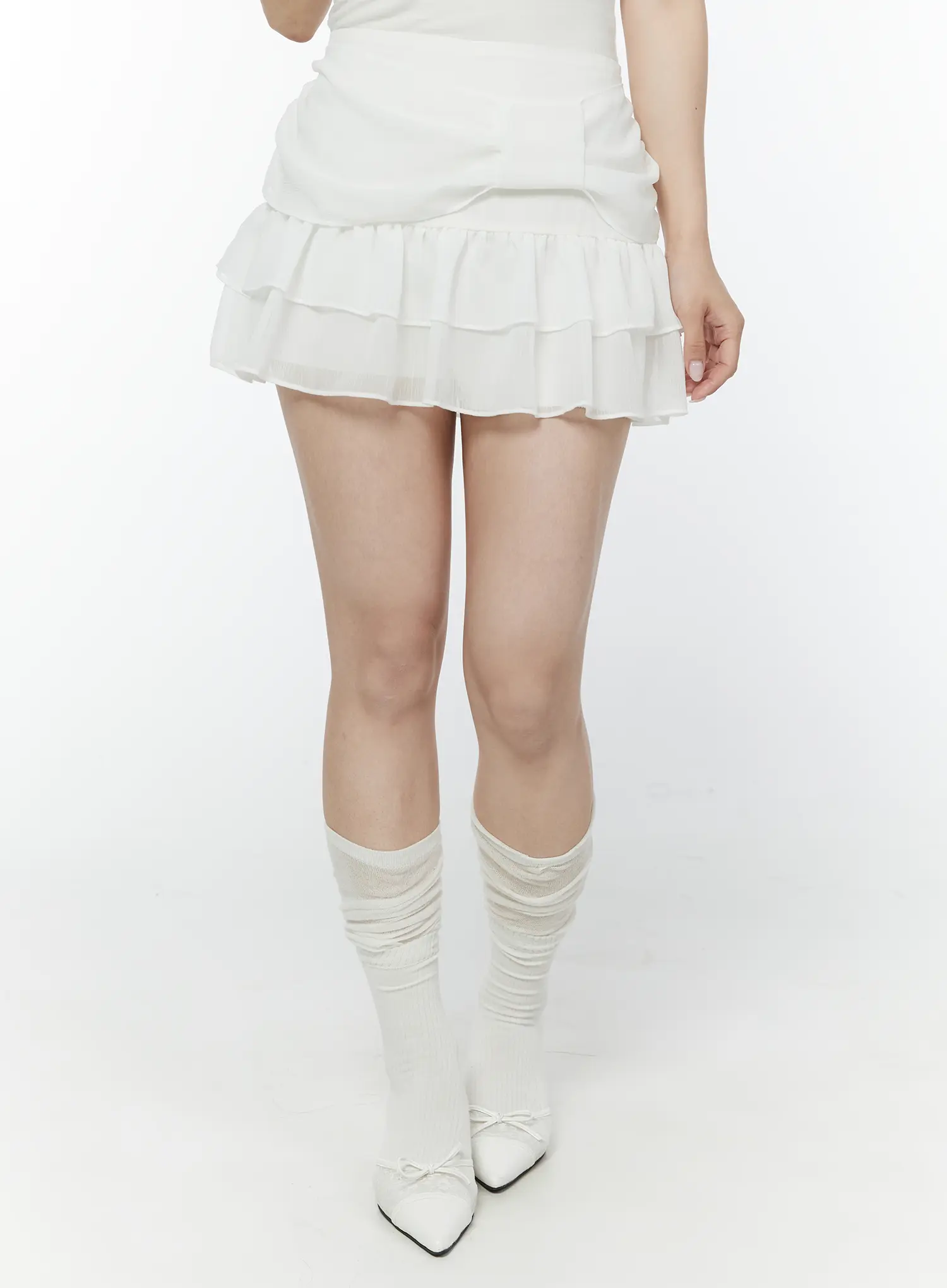 Bow Waist Tiered Mini Skirt IY511
