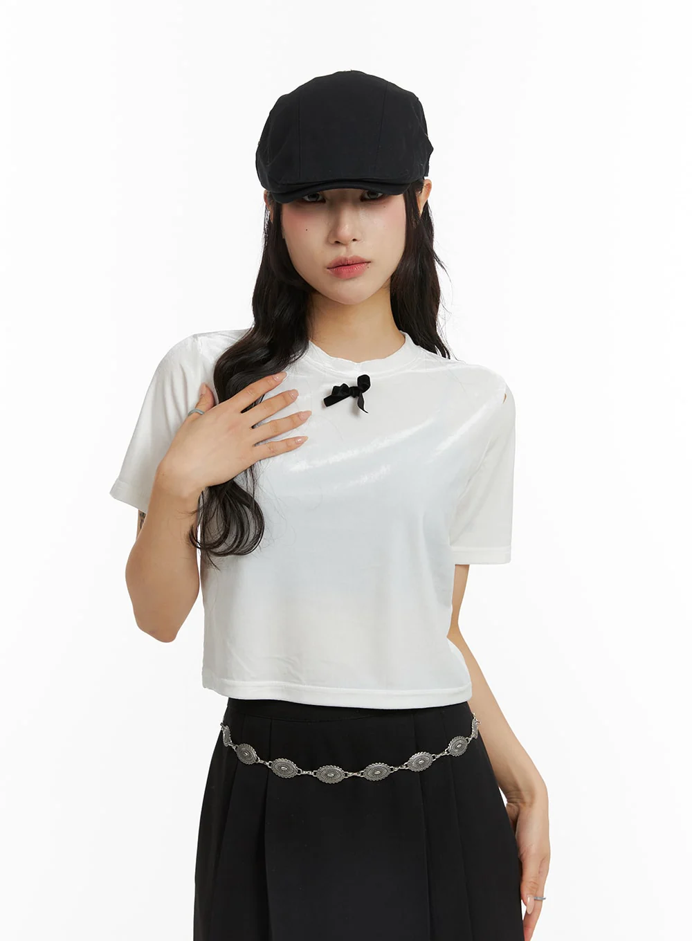 Bowknot Cropped Tee CJ417 - Image 4