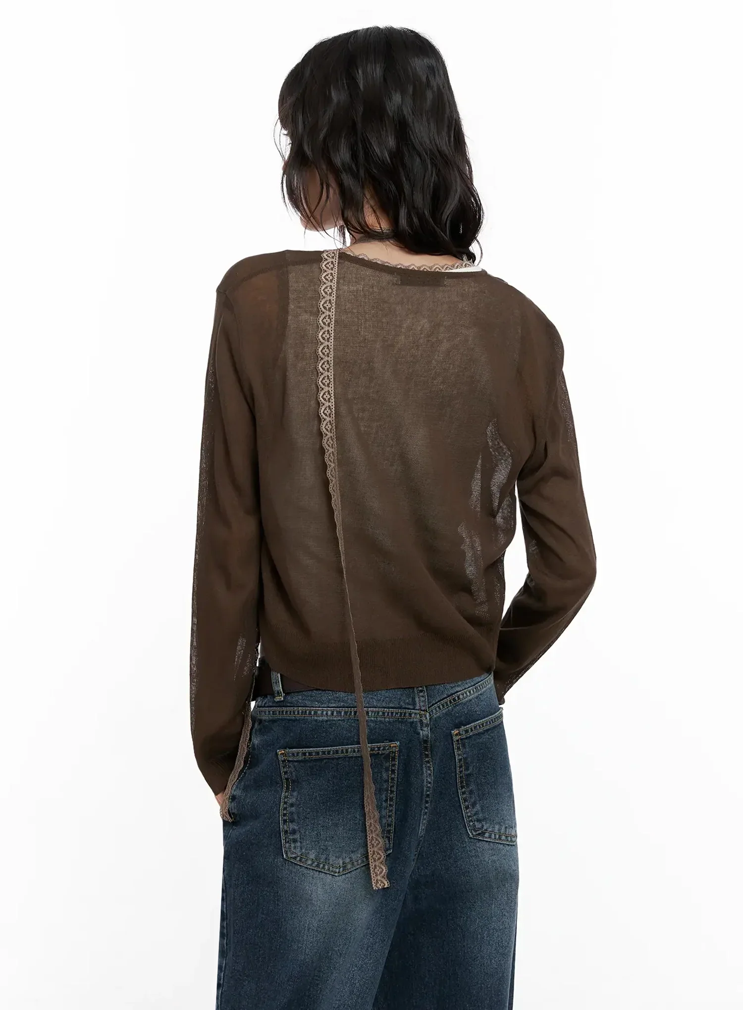 Brown Sheer Cardigan IL531 - Image 9