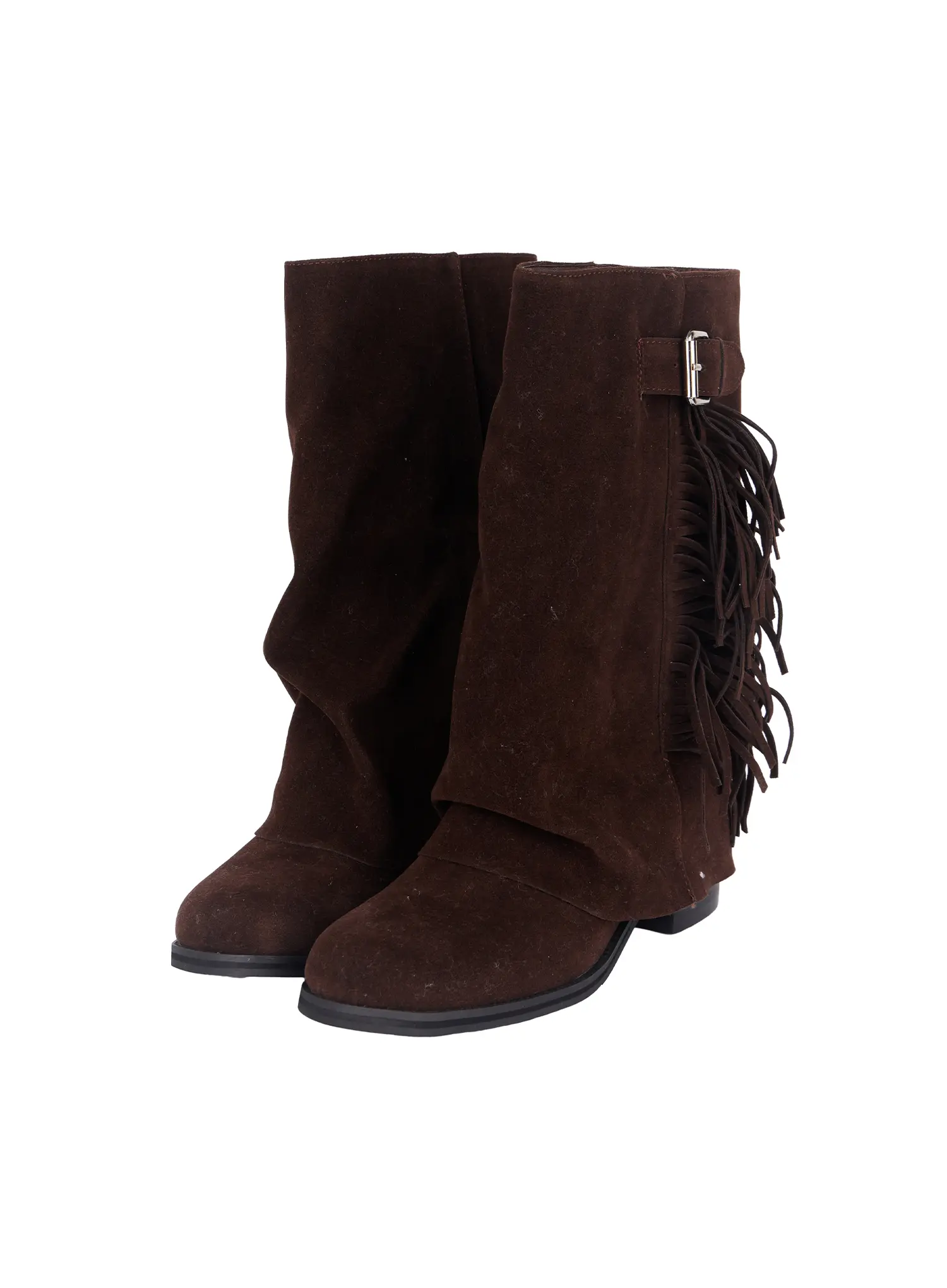 Brown Suede Fringe Boots CF503 - Image 10