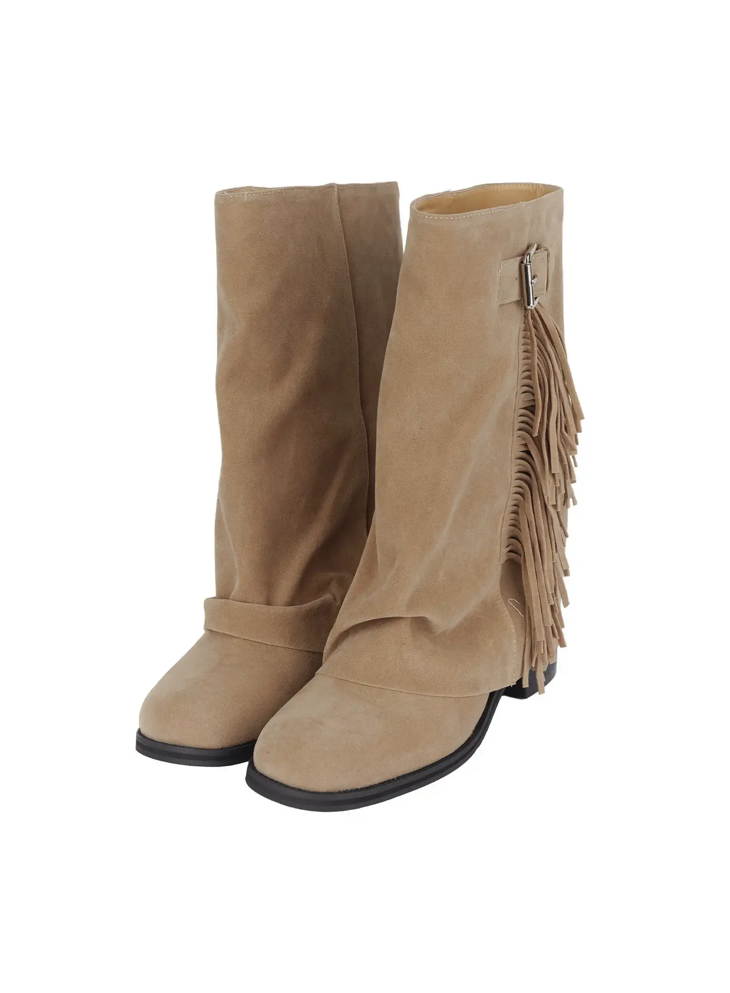 Brown Suede Fringe Boots CF503 - Image 11