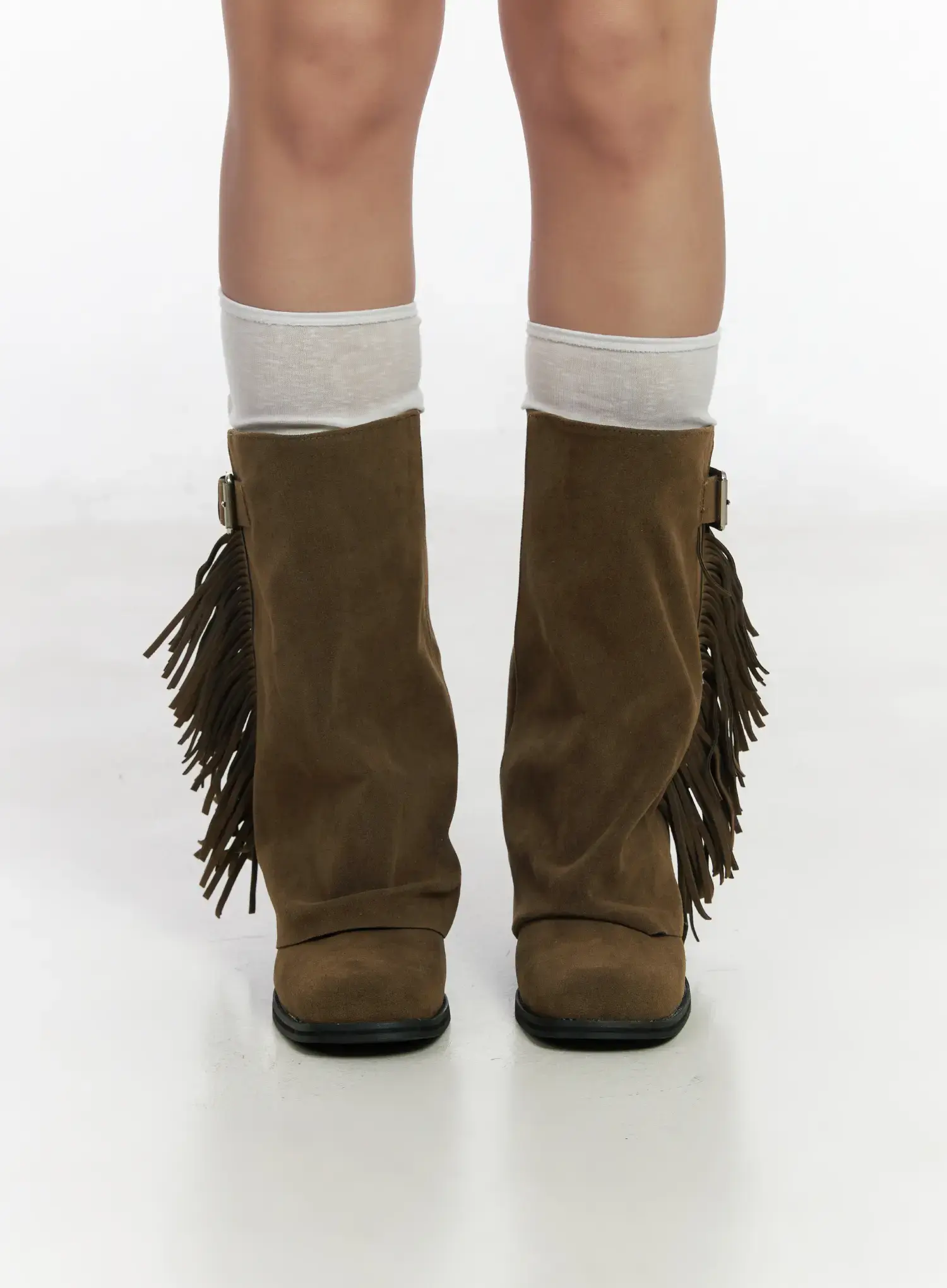 Brown Suede Fringe Boots CF503 - Image 3