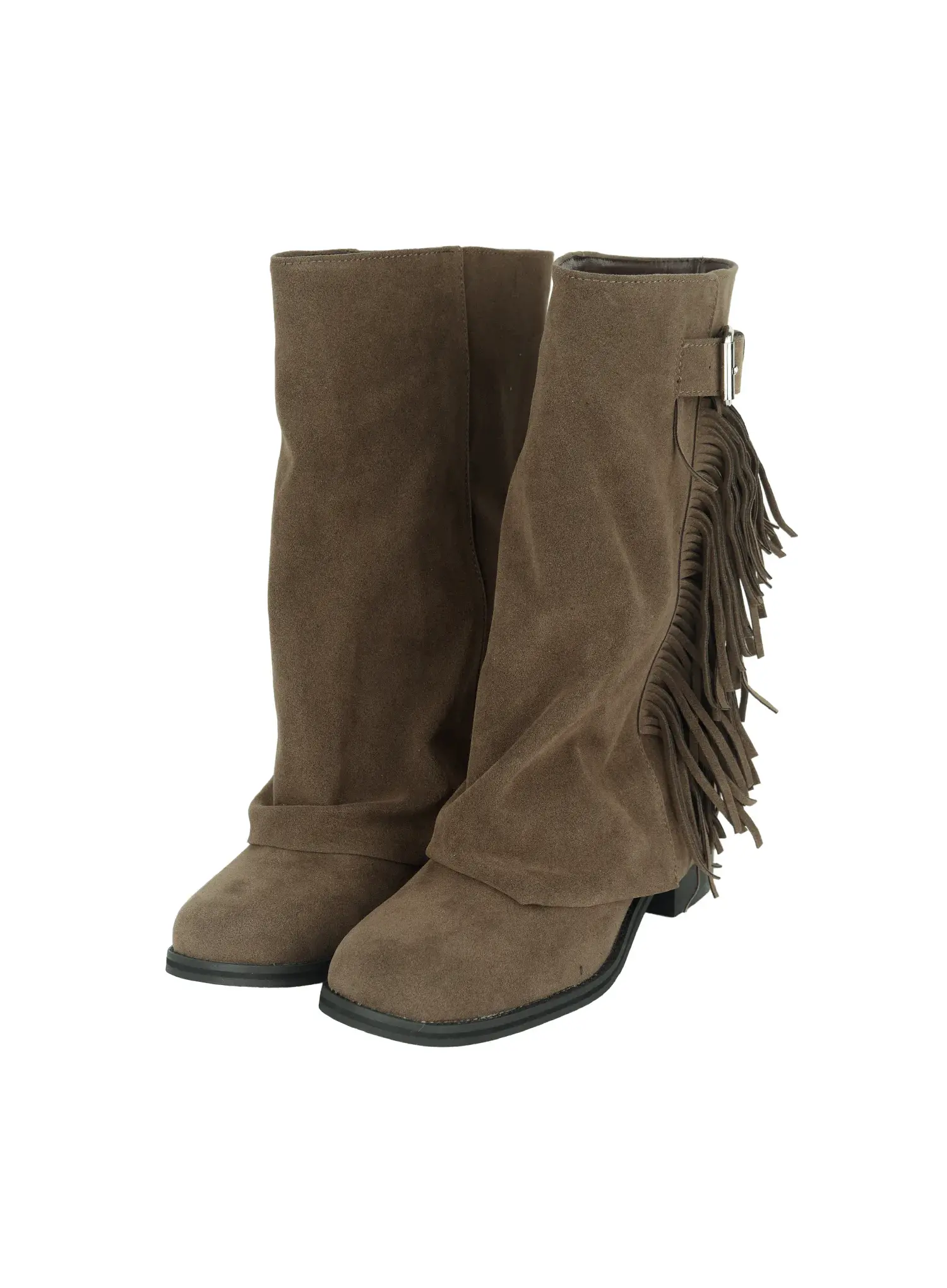 Brown Suede Fringe Boots CF503 - Image 9