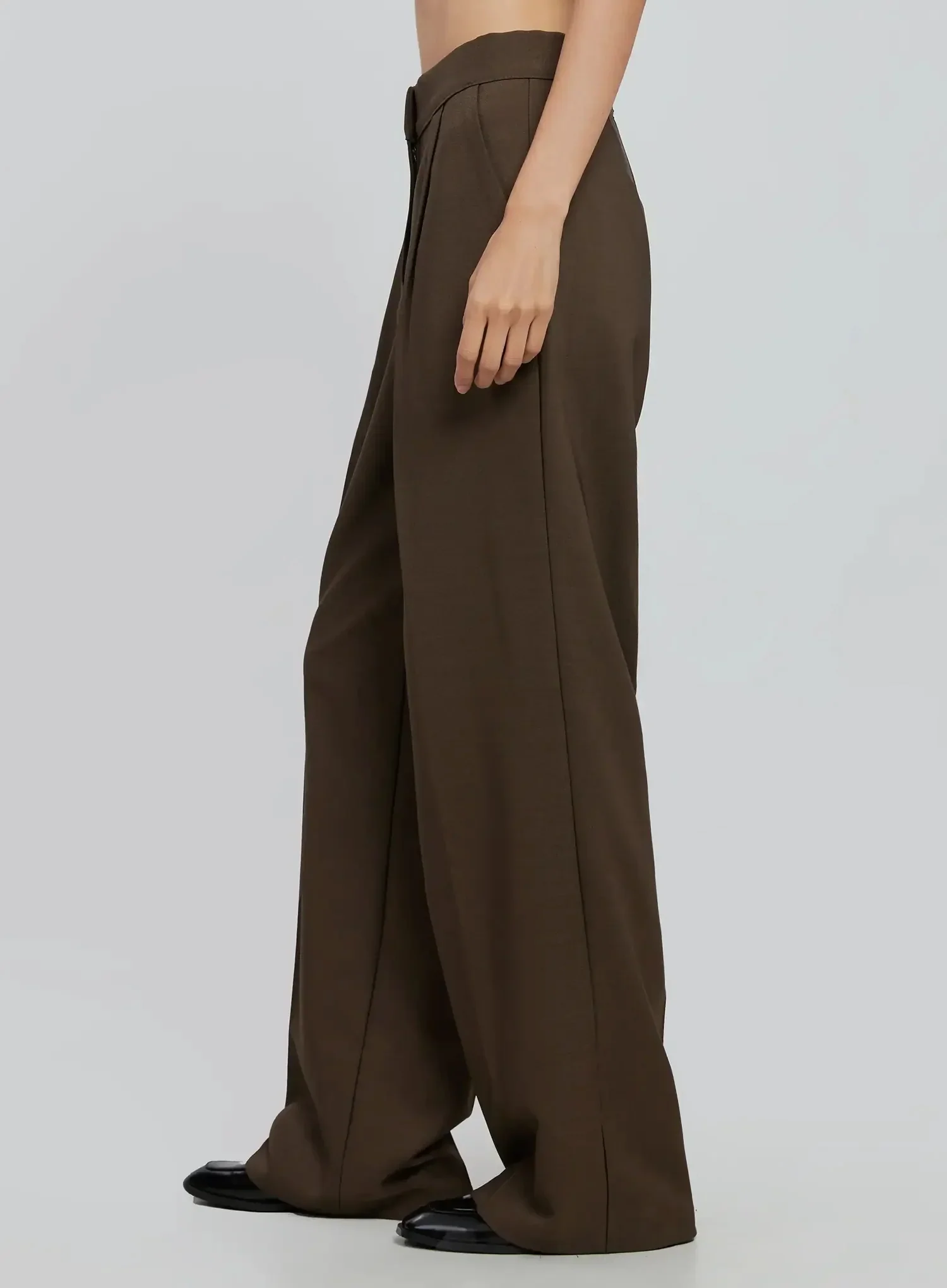 Brown Wide Leg Tailored Pants IO530 - Image 12