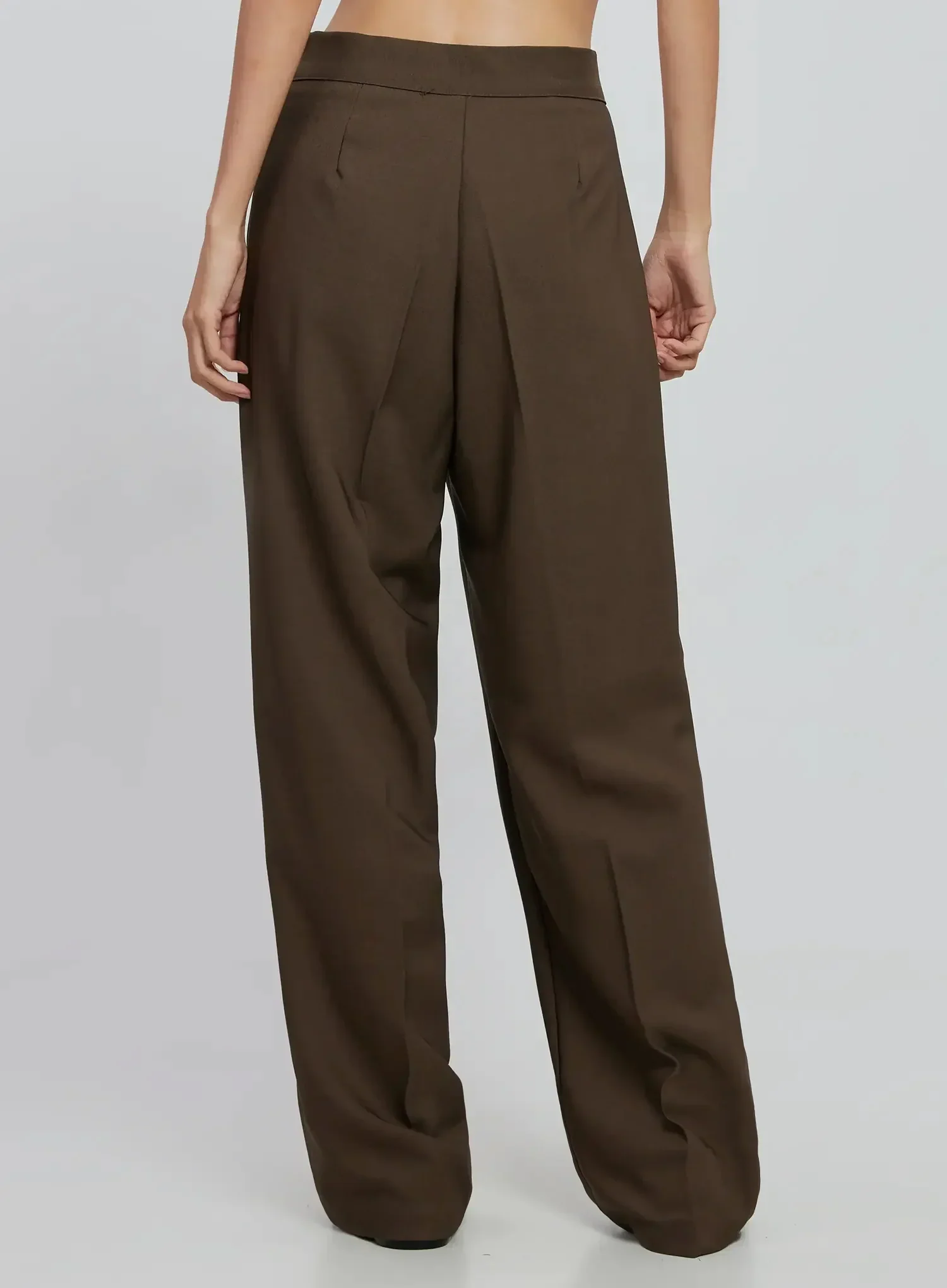 Brown Wide Leg Tailored Pants IO530 - Image 13