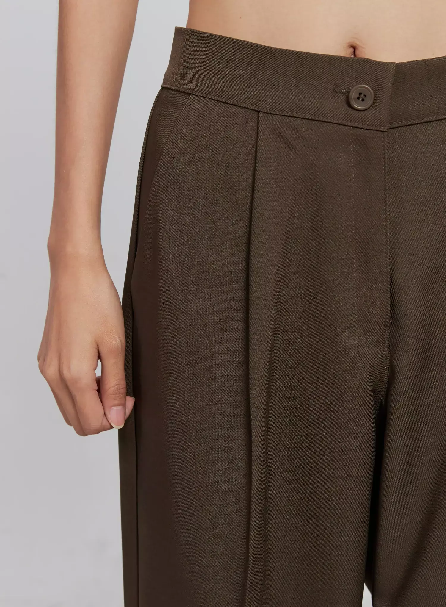 Brown Wide Leg Tailored Pants IO530 - Image 4