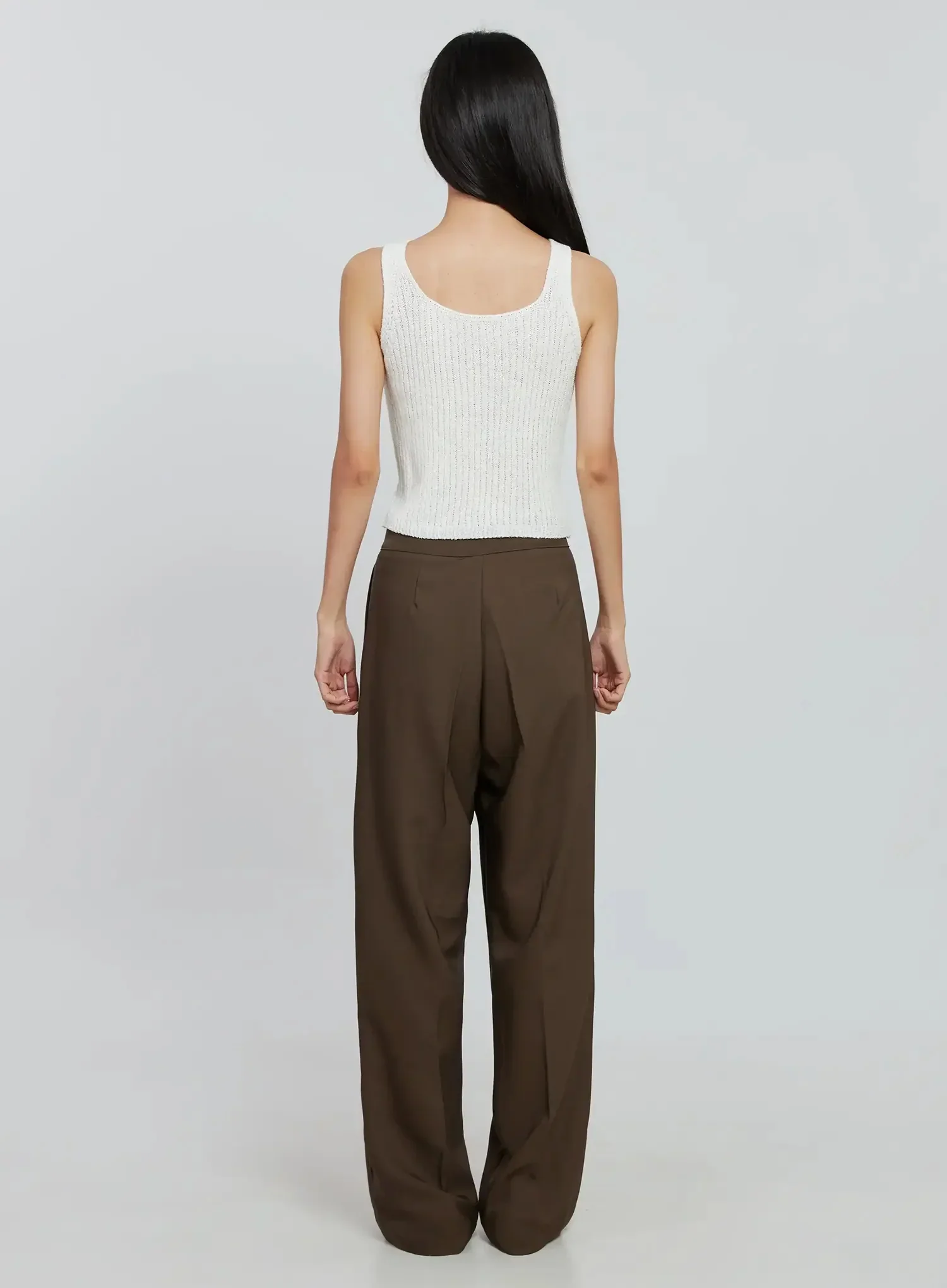 Brown Wide Leg Tailored Pants IO530 - Image 9