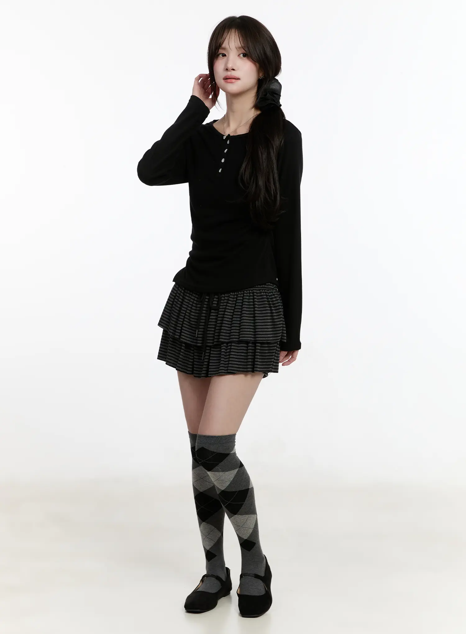 Button Accent Long Sleeve Top CM510 - Image 3