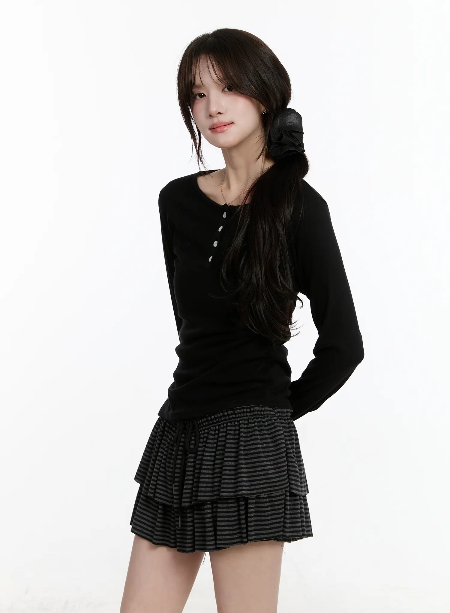 Button Accent Long Sleeve Top CM510 - Image 7