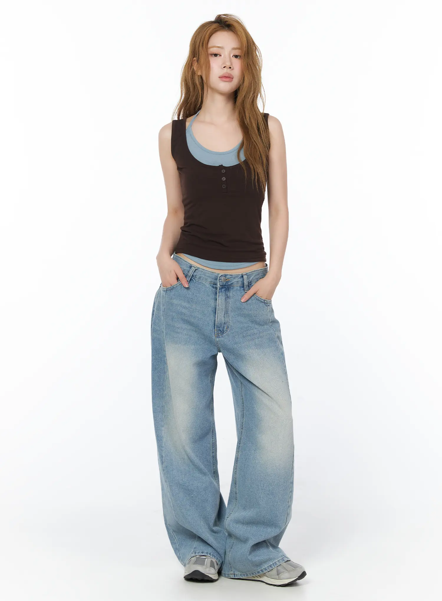 Button Detail Layered Sleeveless Top CY508 - Image 3
