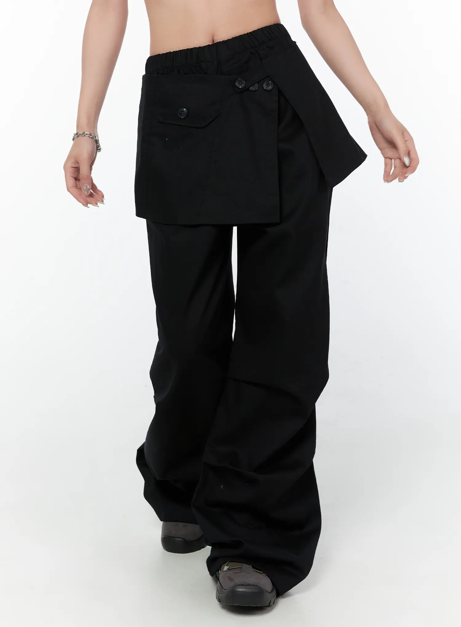 Button Detail Skirt Pants CY514
