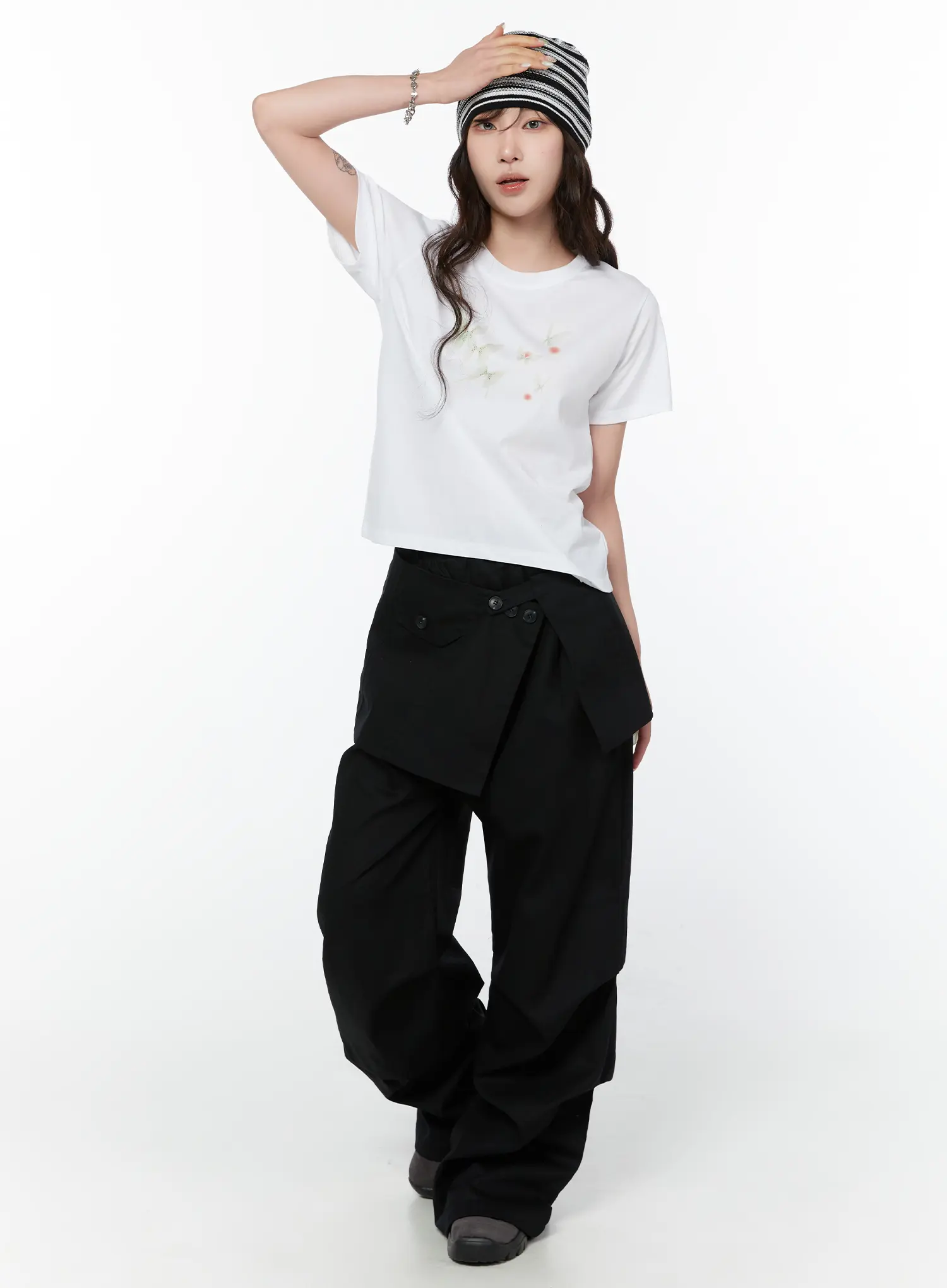 Button Detail Skirt Pants CY514 - Image 2