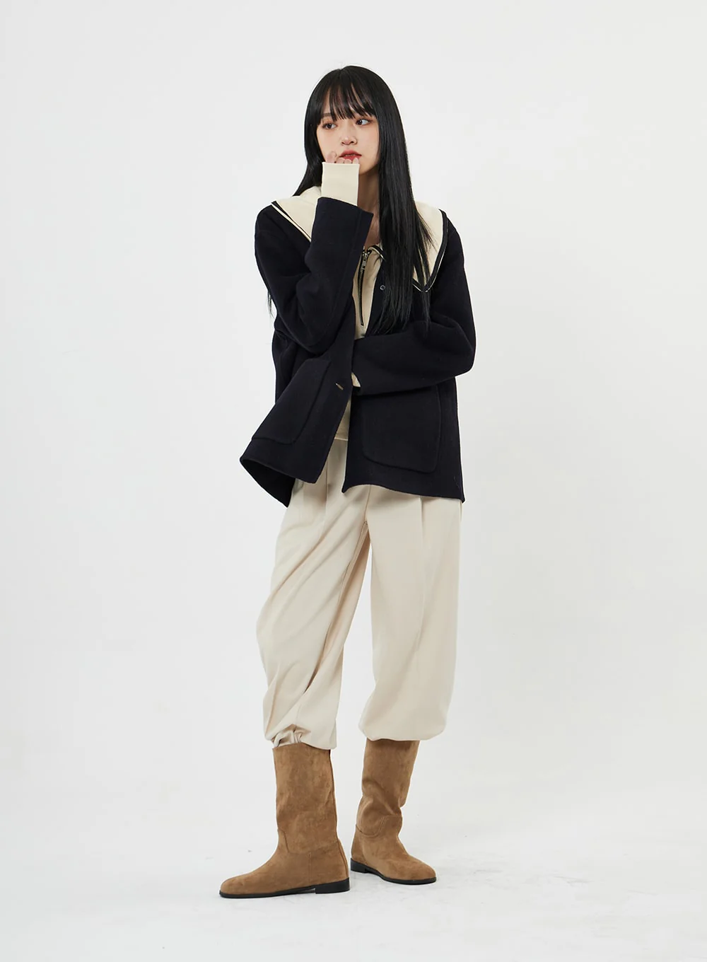 Button Round Neck Coat BN10 - Image 5