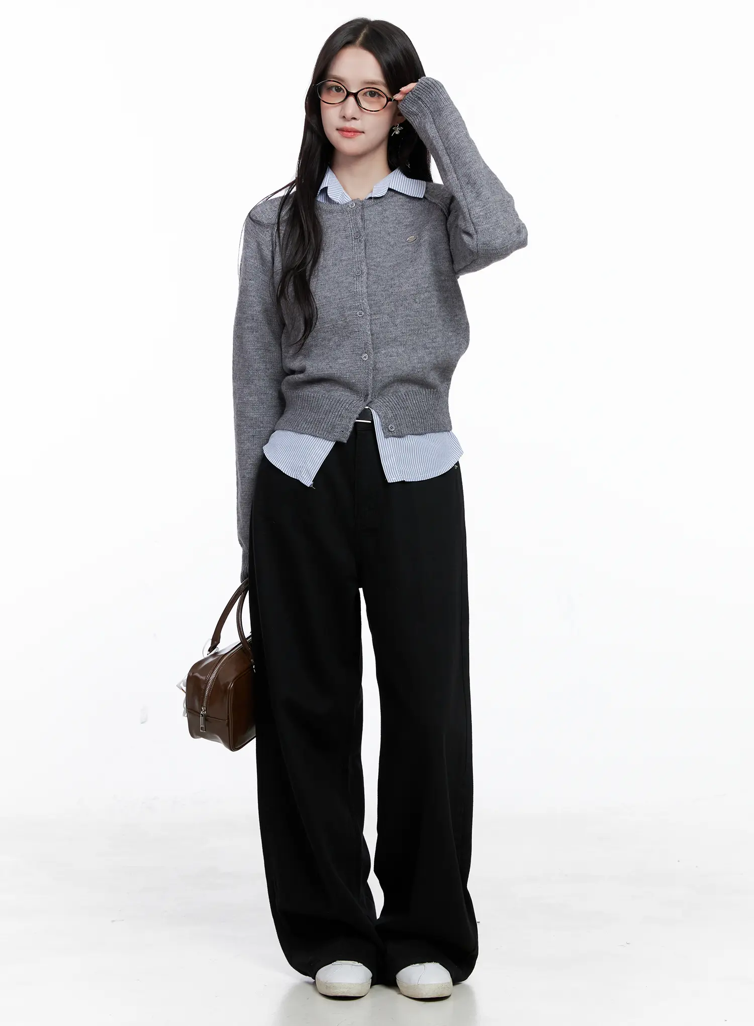 Button-Up Crewneck Cardigan CS523 - Image 2