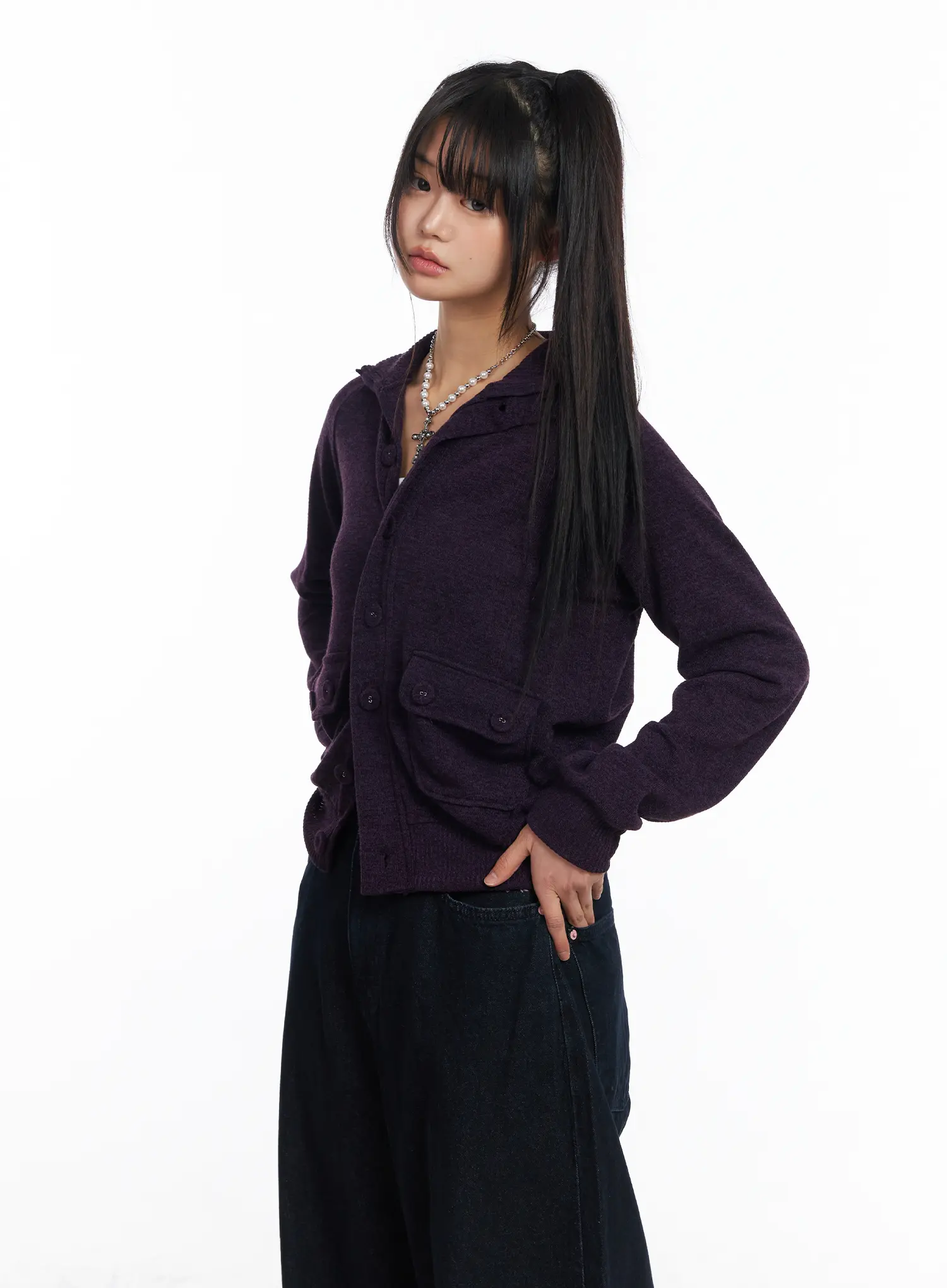 Button-Up Knit Cardigan Jacket CF504 - Image 6