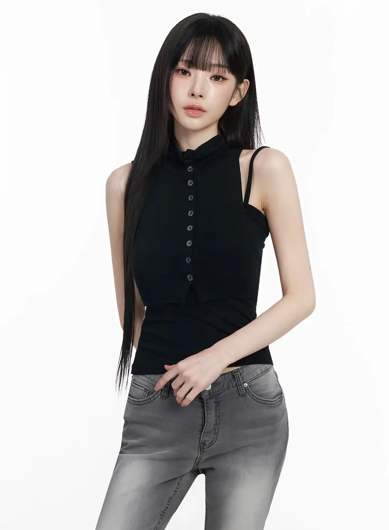 Button-Up Tank and Cardigan Duo IY511