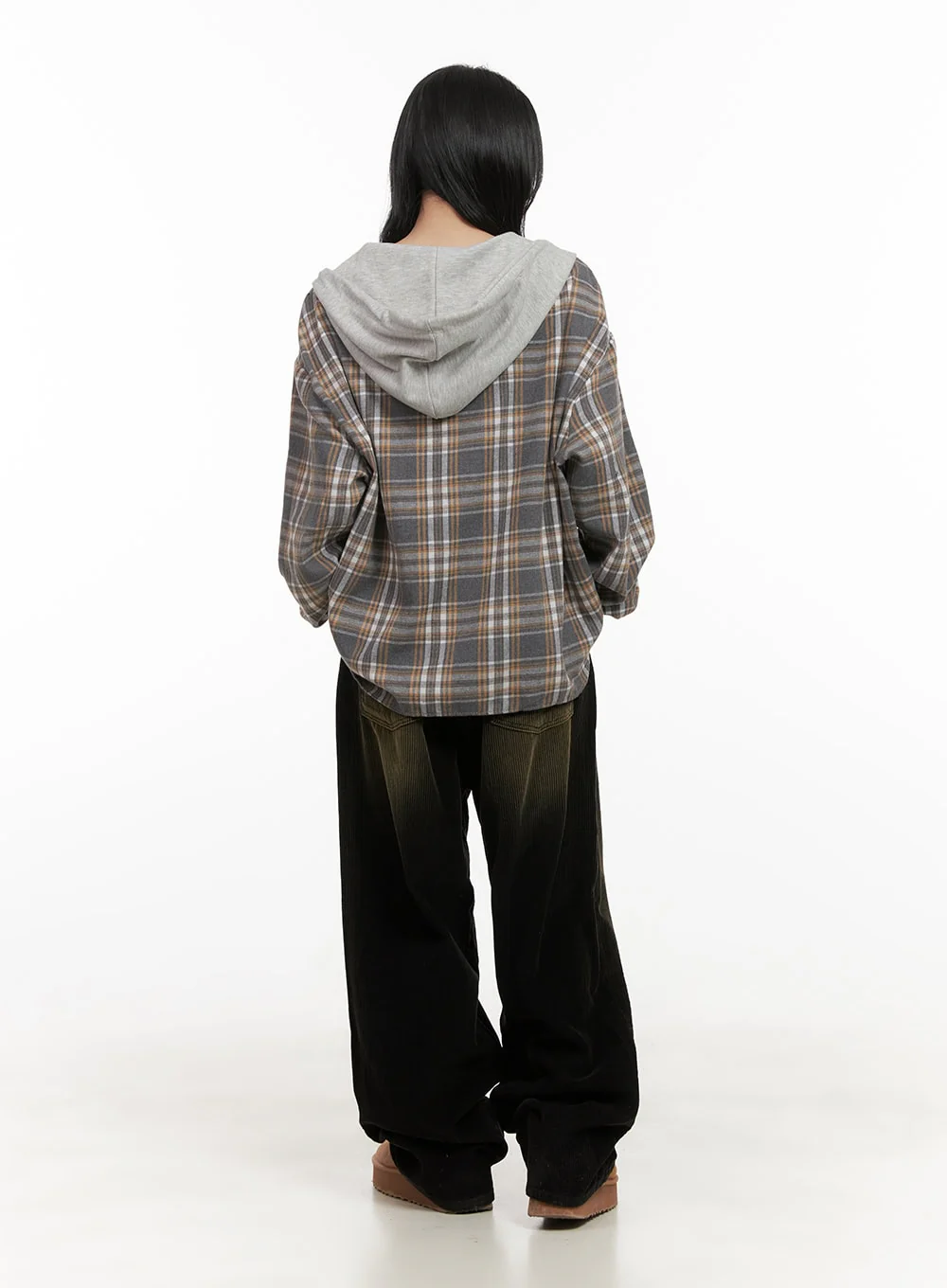 Buttoned Check Hooded Blouse CD410 - Image 4